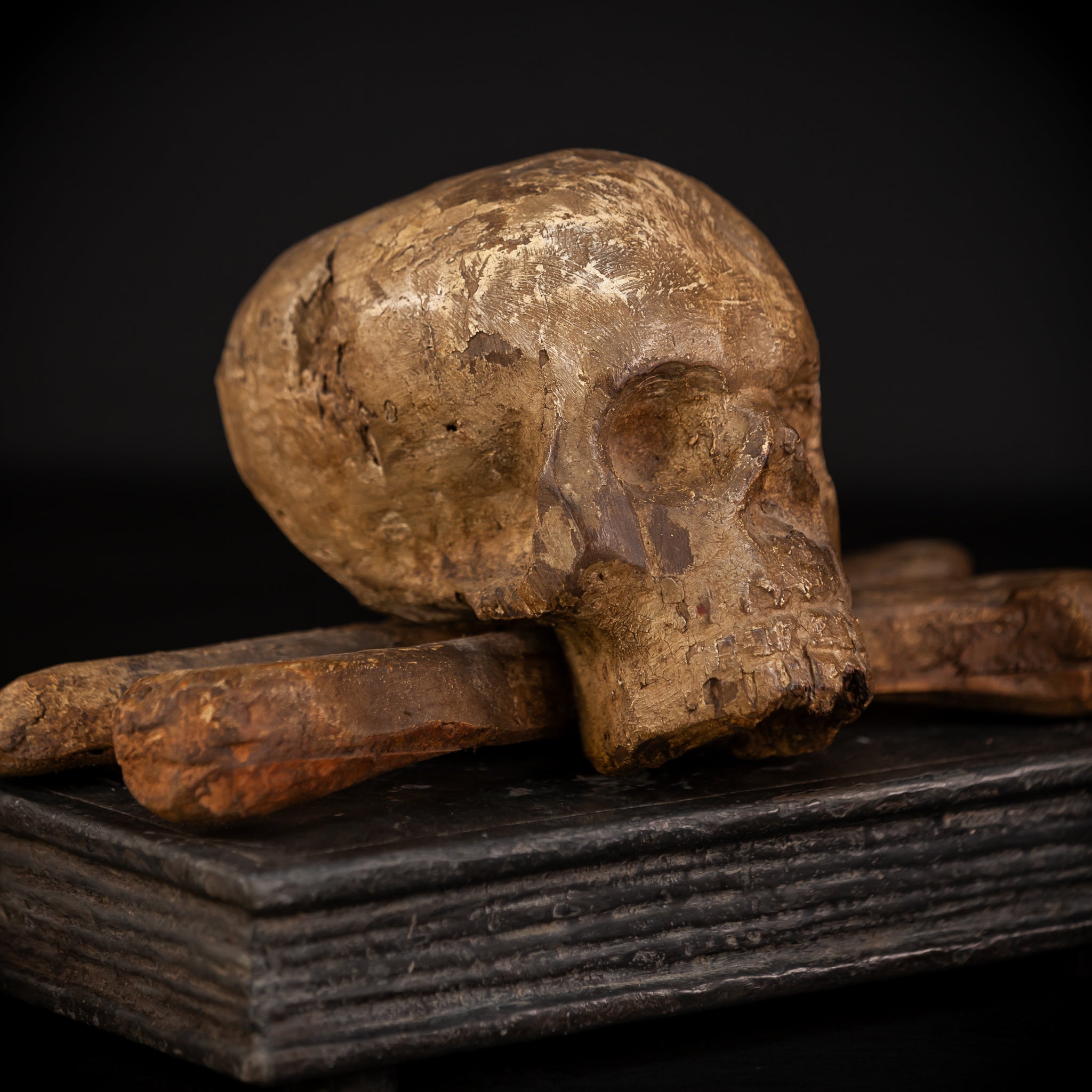 Memento Mori Wood Carving | 1700s Antique | 12.2" / 31 cm