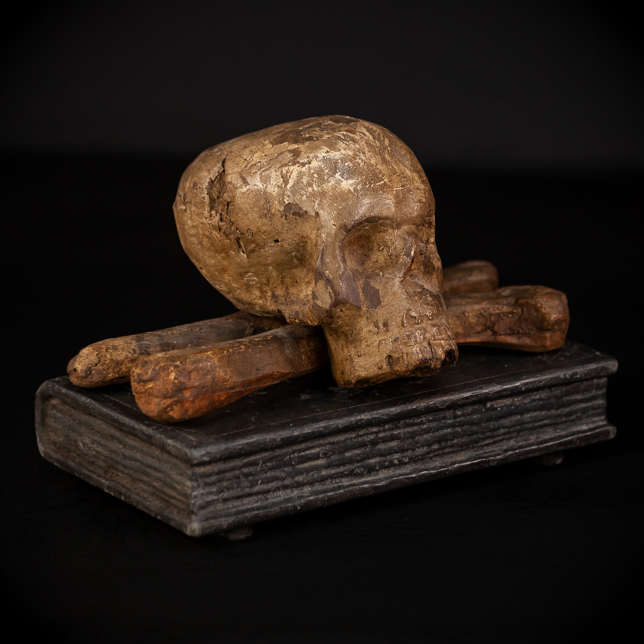 Memento Mori Wood Carving | 1700s Antique | 12.2" / 31 cm