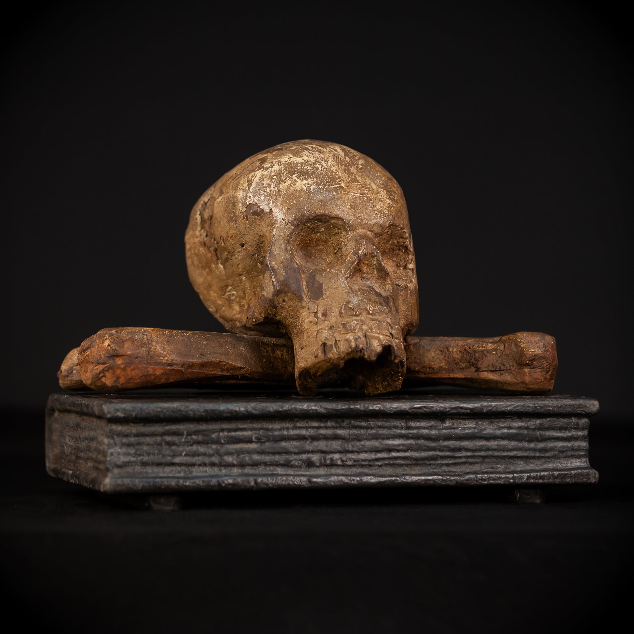 Memento Mori Wood Carving | 1700s Antique | 12.2" / 31 cm