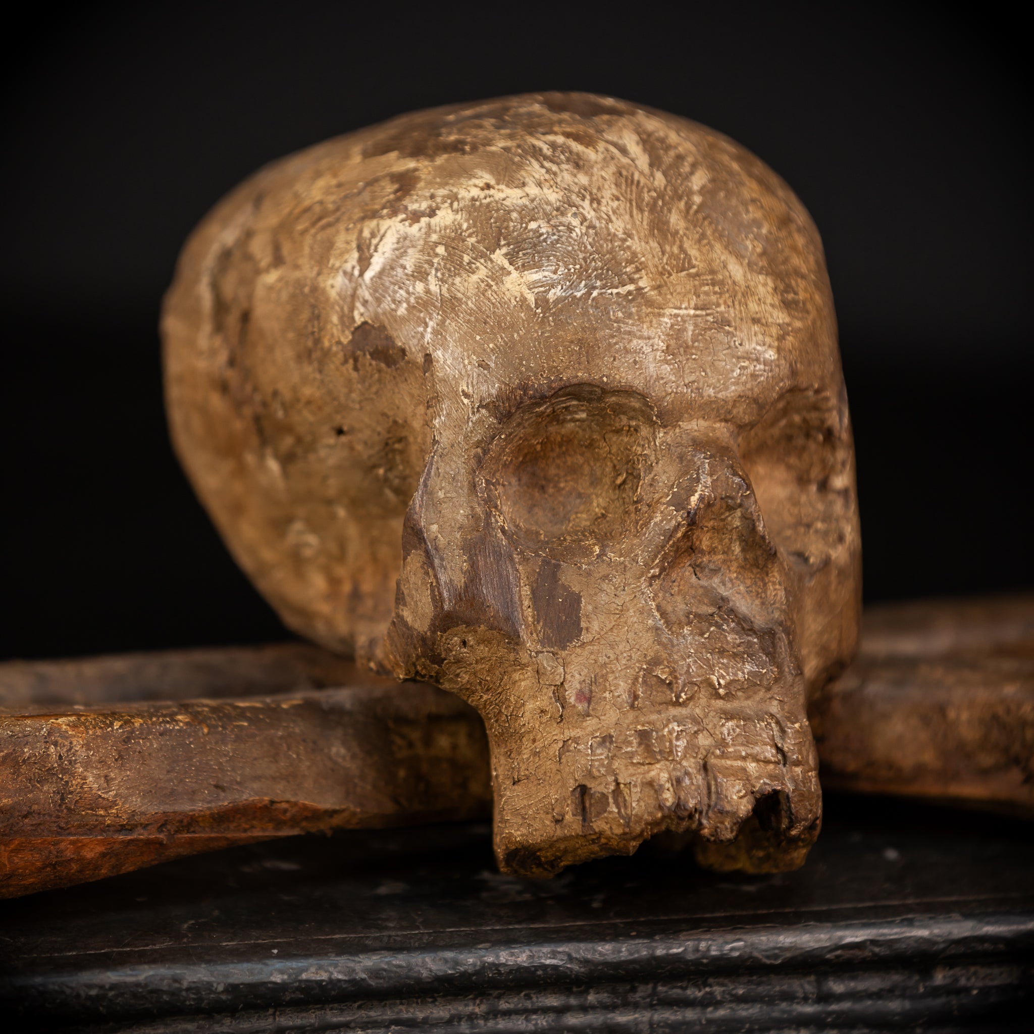 Memento Mori Wood Carving | 1700s Antique | 12.2" / 31 cm