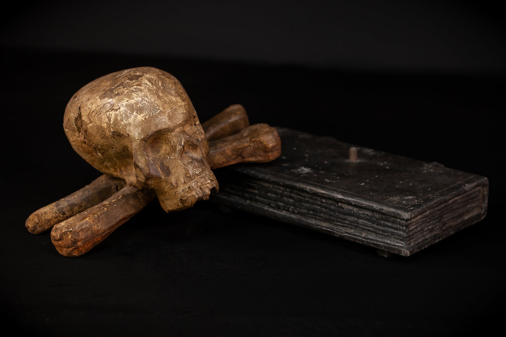 Memento Mori Wood Carving | 1700s Antique | 12.2" / 31 cm