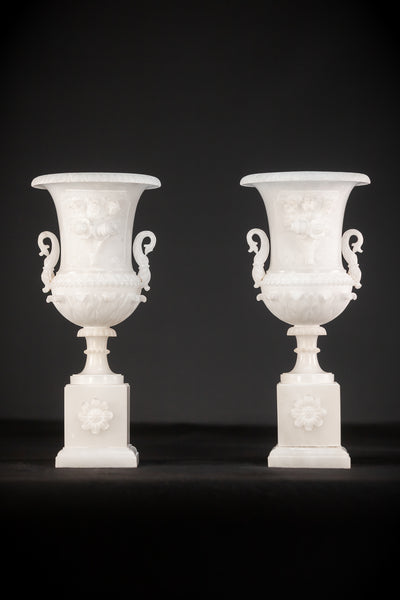 Pair of Medici Alabaster Vases 19th | 12.6"