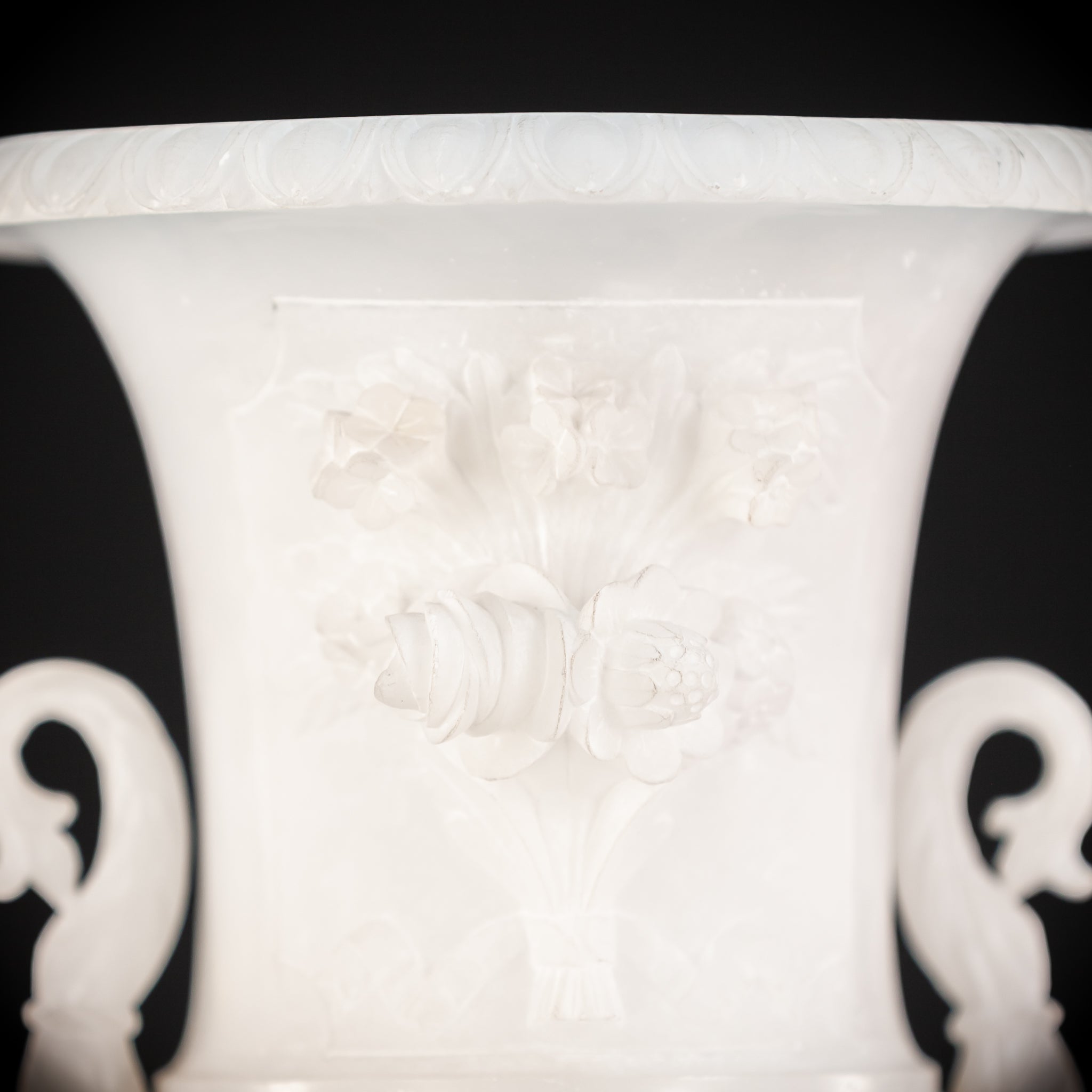 Pair of Alabaster Medici Vases | 1800s Antique | 12.6" / 32 cm