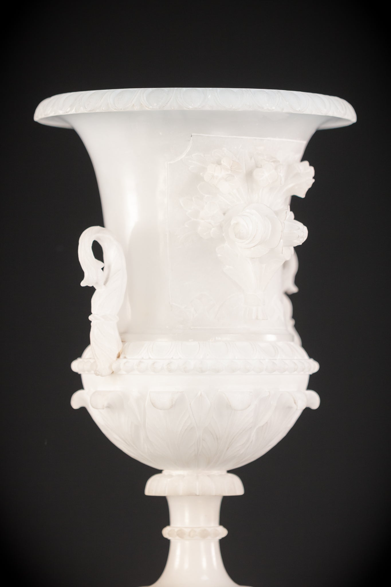 Pair of Alabaster Medici Vases | 1800s Antique | 12.6" / 32 cm