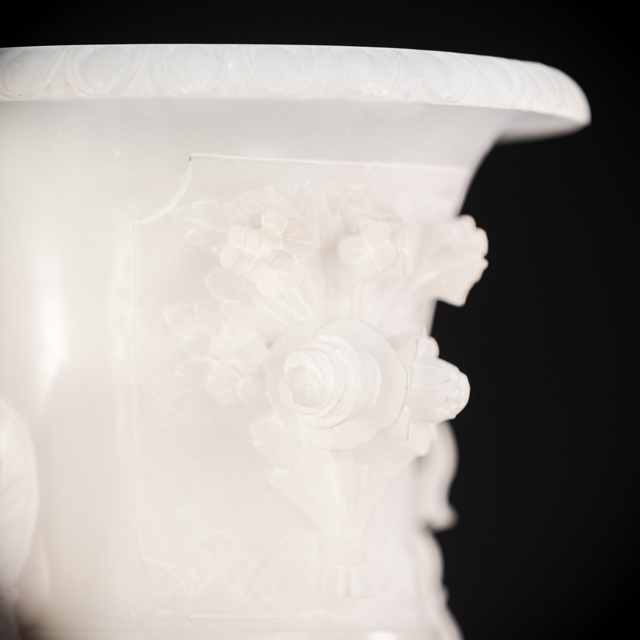 Pair of Alabaster Medici Vases | 1800s Antique | 12.6" / 32 cm