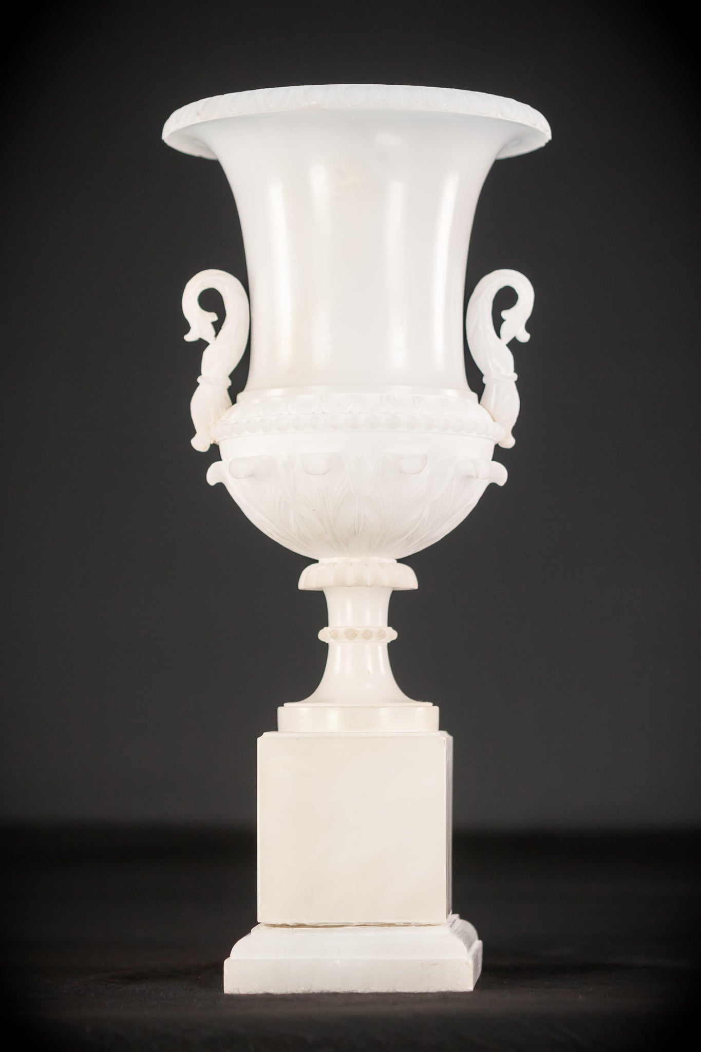 Pair of Alabaster Medici Vases | 1800s Antique | 12.6" / 32 cm