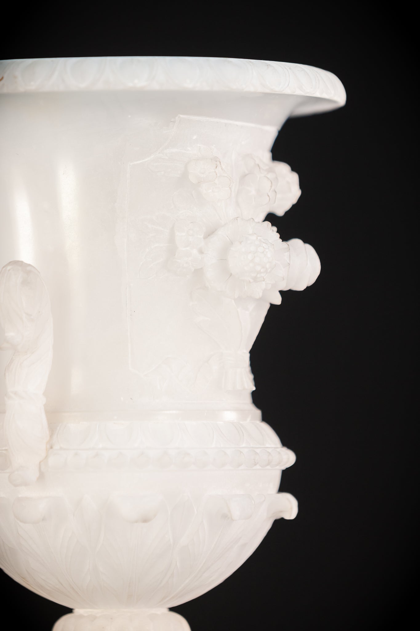 Pair of Alabaster Medici Vases | 1800s Antique | 12.6" / 32 cm