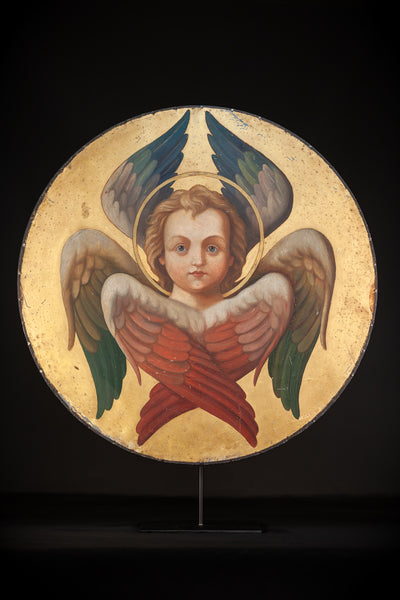 Angel Painting on Metal Sheet | 1800s | 23.8"