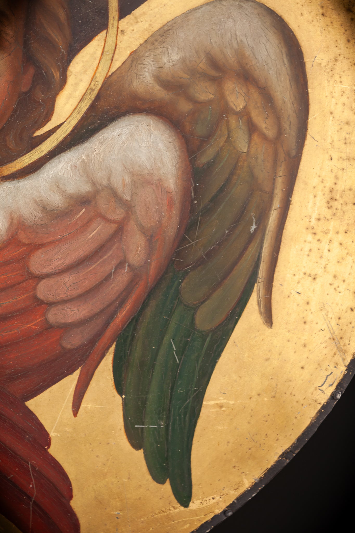 Angel Painting on Metal Sheet | 1800s Antique | 23.8" / 60.5 cm