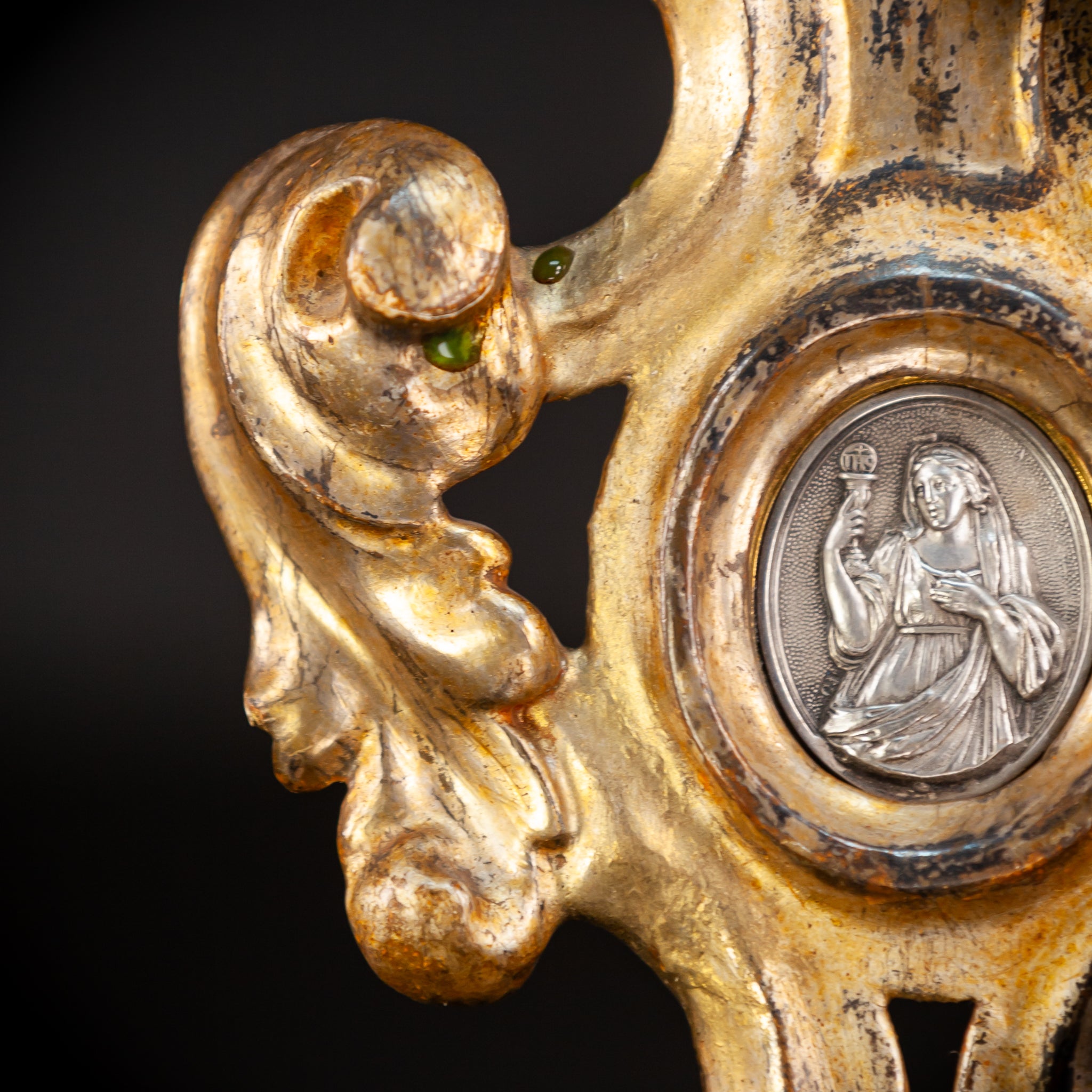 Reliquary Saint Barbara Solid Silver | 1800s Antique | 8.1" / 20.5 cm