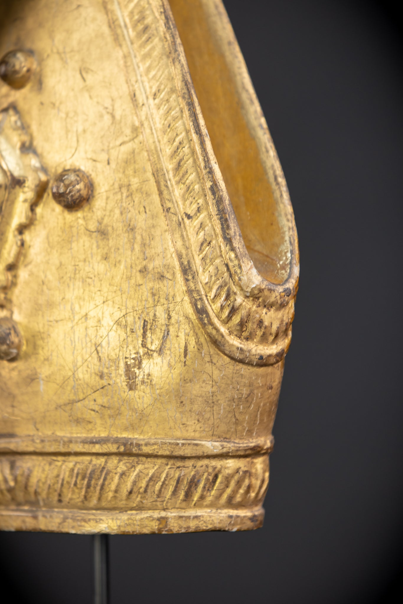 RARE Antique Gilded Wood Mitre | 1700s Antique | 10.2" / 26 cm