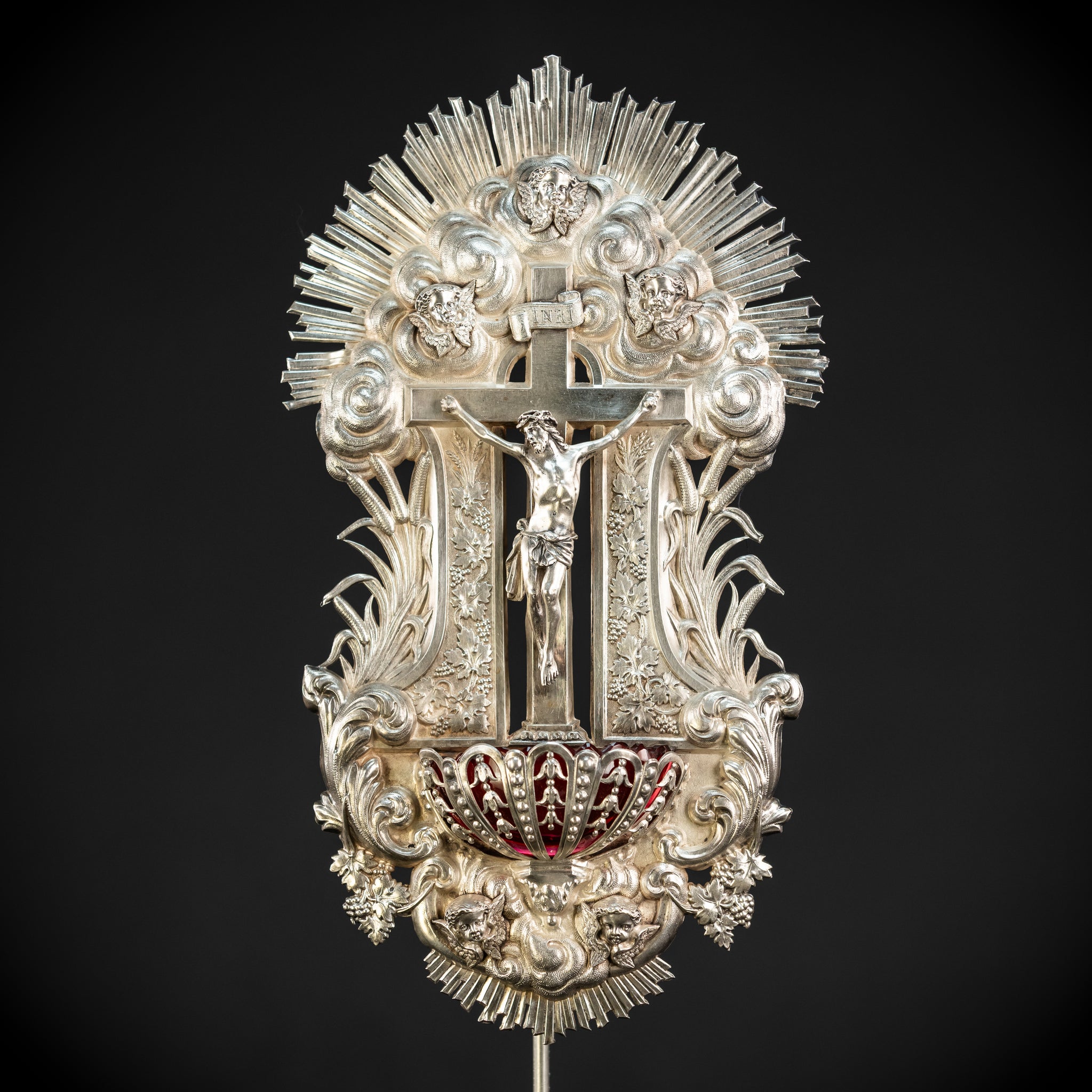 Holy Water Font - Solid Silver | 1800s Antique | 11.8" / 30 cm