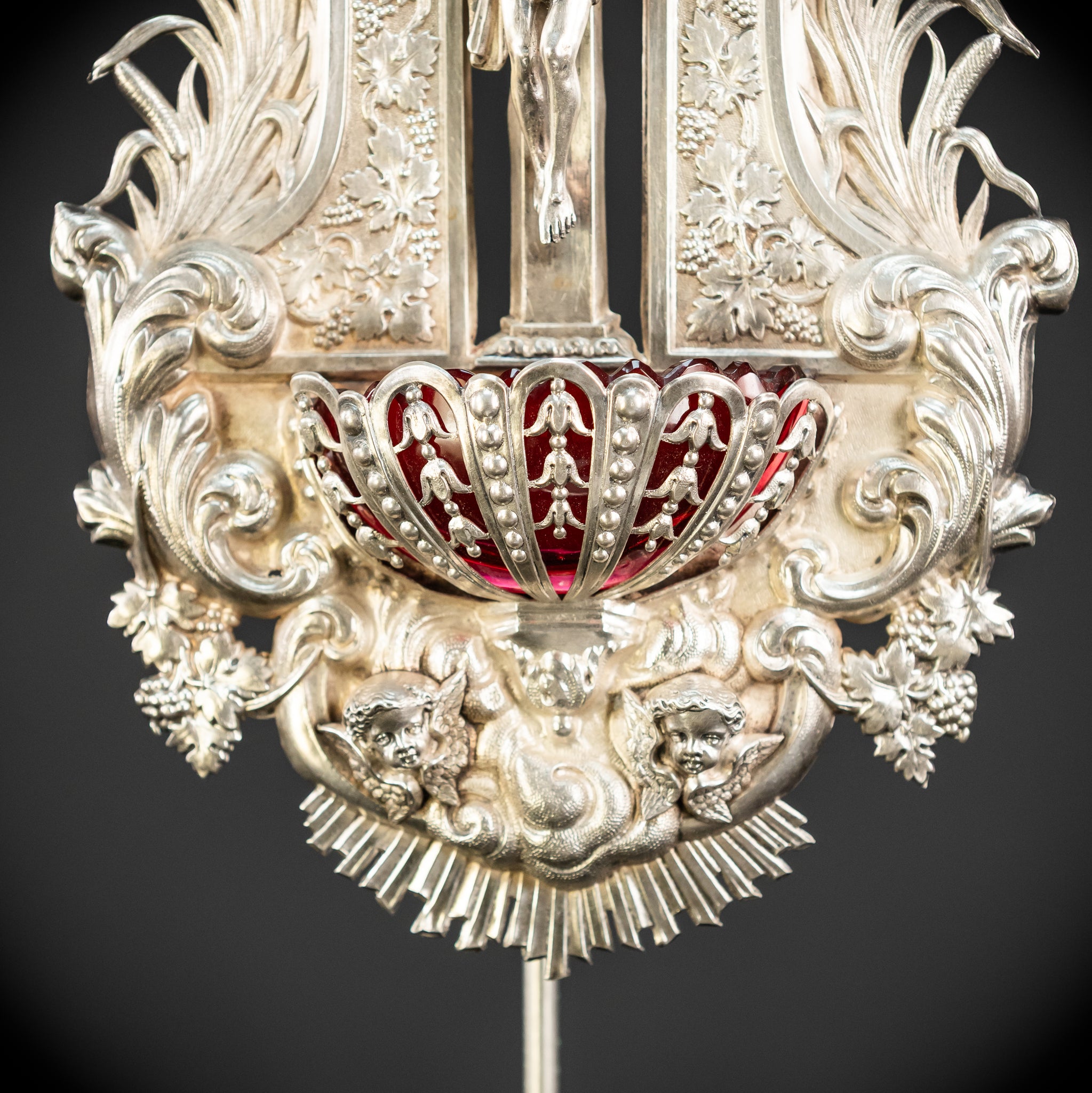 Holy Water Font - Solid Silver | 1800s Antique | 11.8" / 30 cm