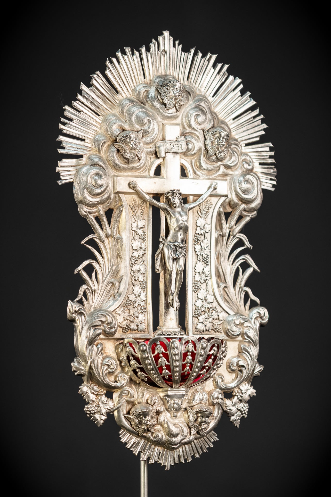 Holy Water Font - Solid Silver | 1800s Antique | 11.8" / 30 cm