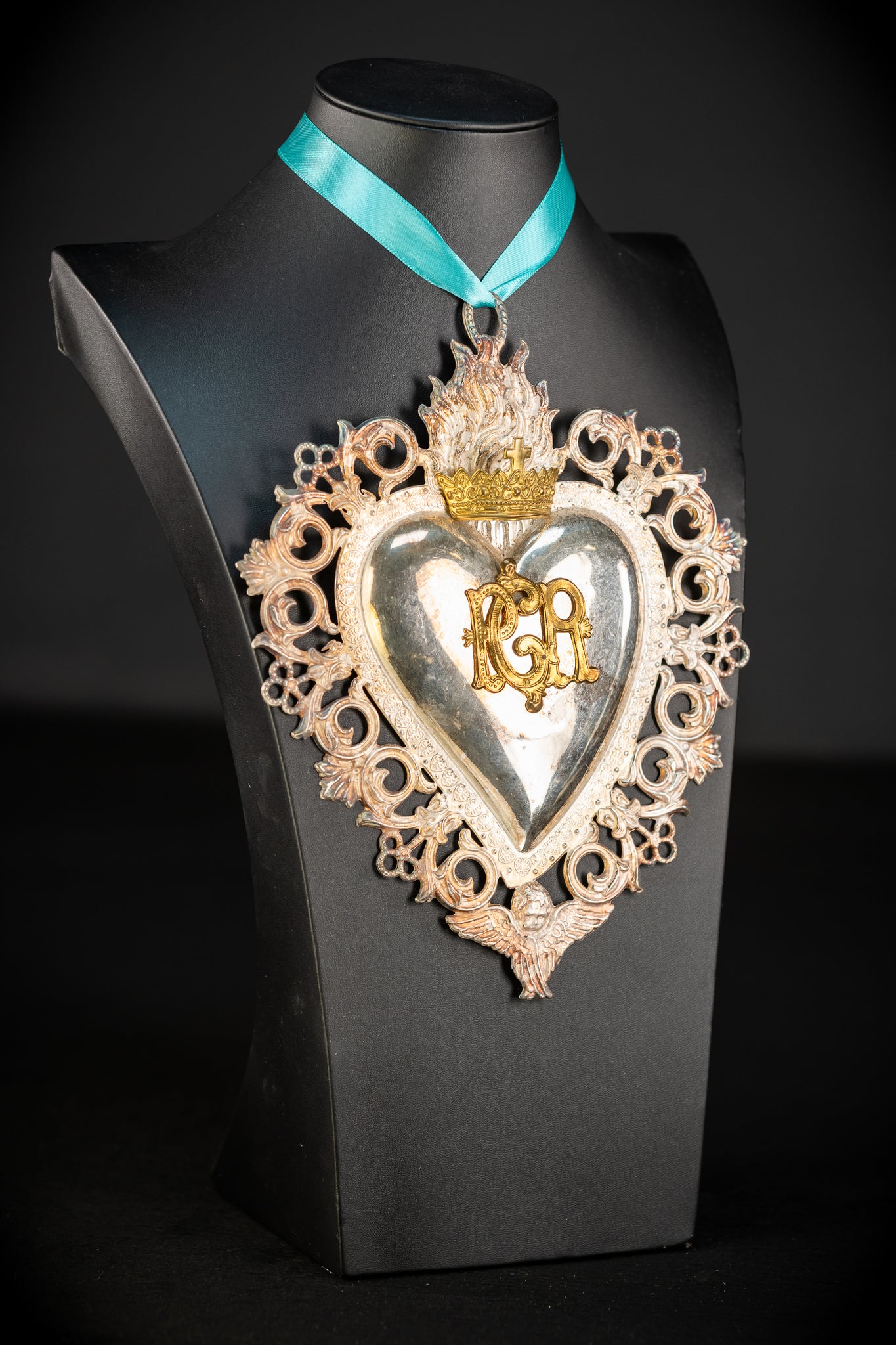 9.3" Solid Silver Votive Heart | 1800s  For Grace Received