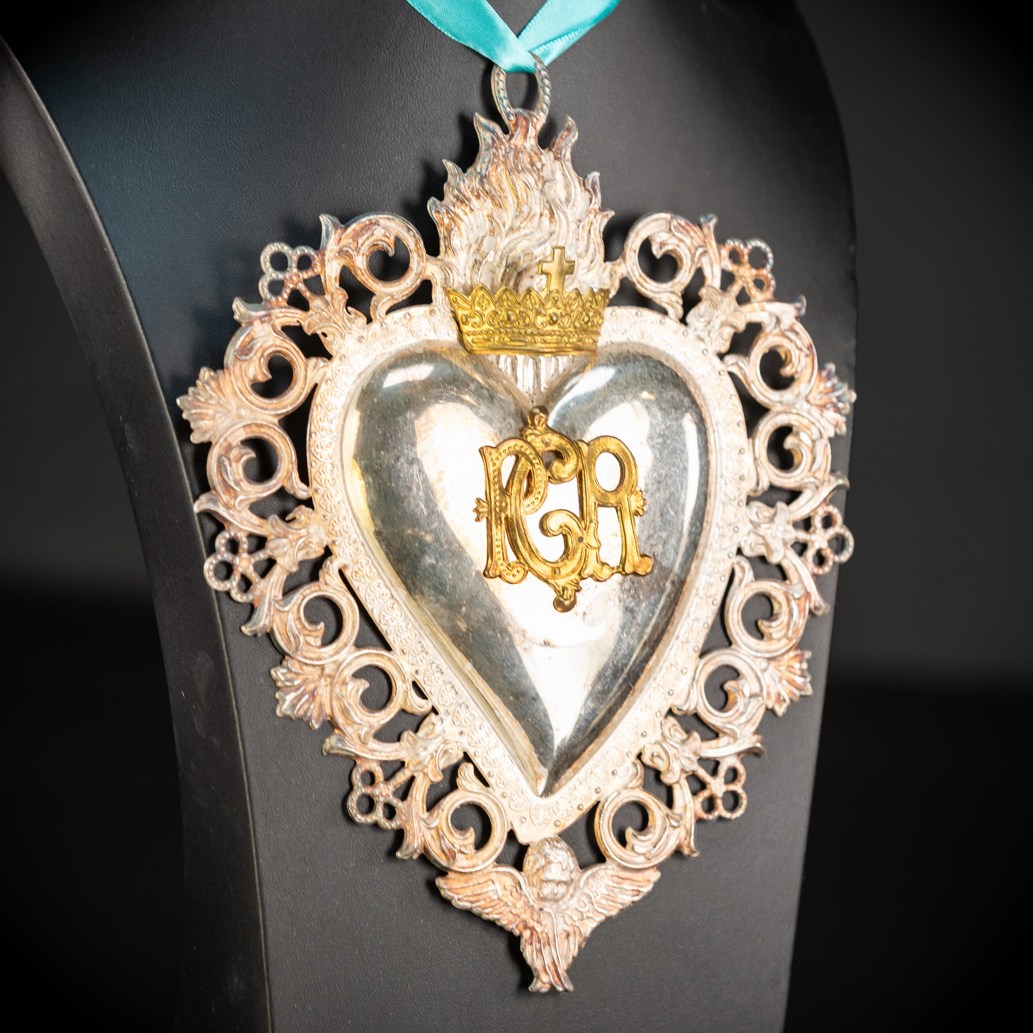 9.3" Solid Silver Votive Heart | 1800s  For Grace Received