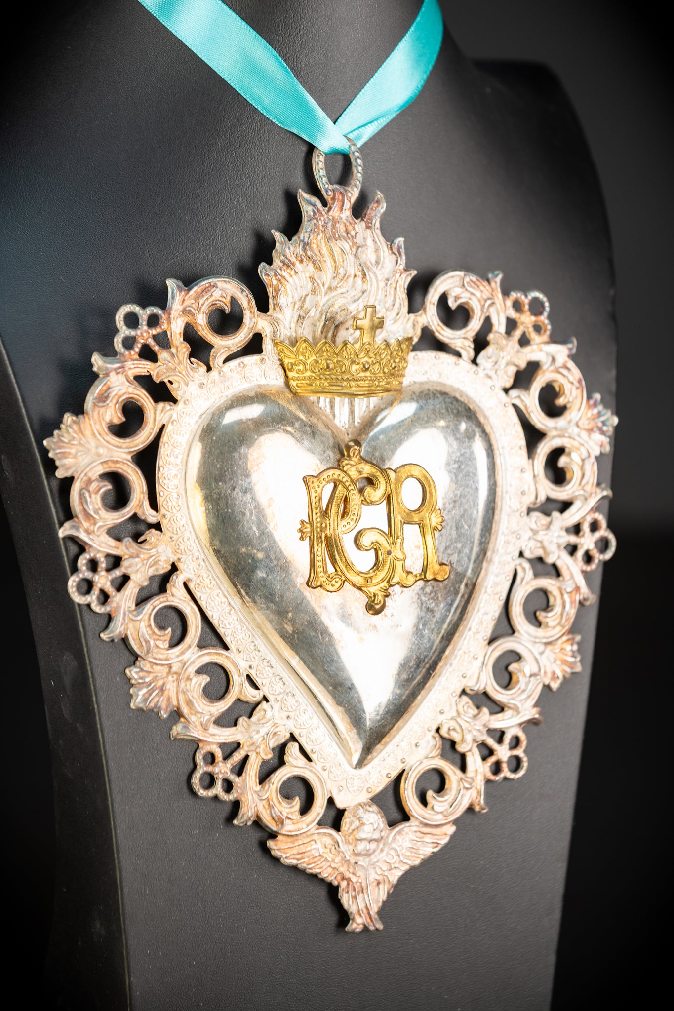 9.3" Solid Silver Votive Heart | 1800s  For Grace Received