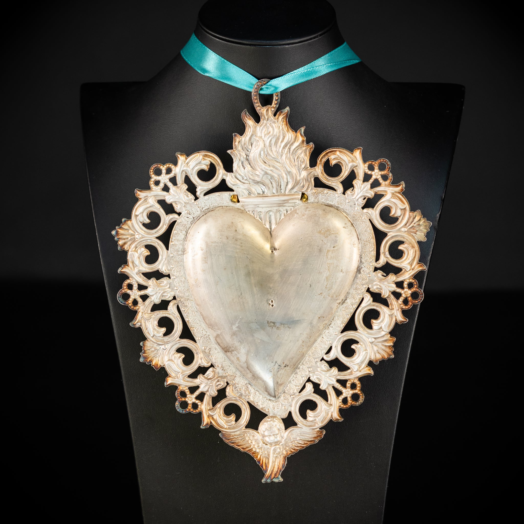 9.3" Solid Silver Votive Heart | 1800s  For Grace Received