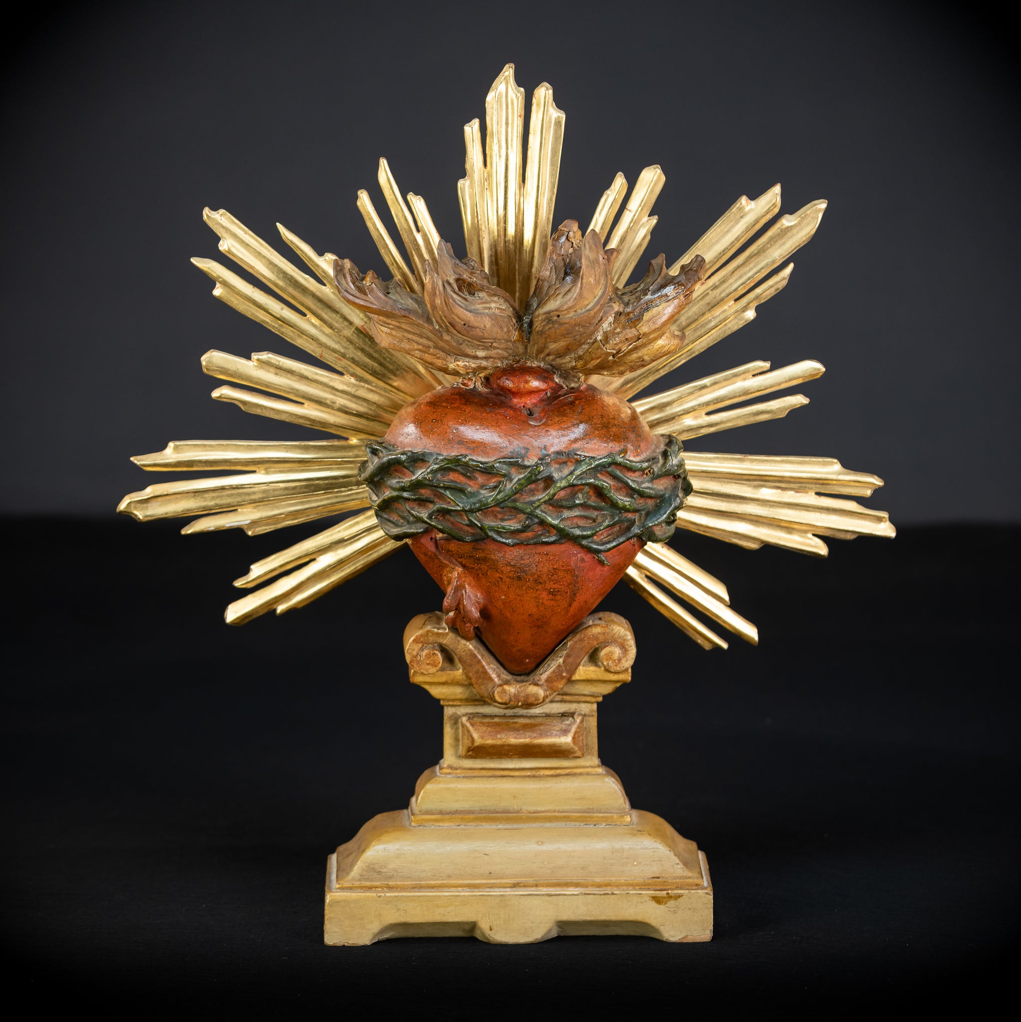 Sacred Heart of Jesus Wood Carving | 1700s Antique
