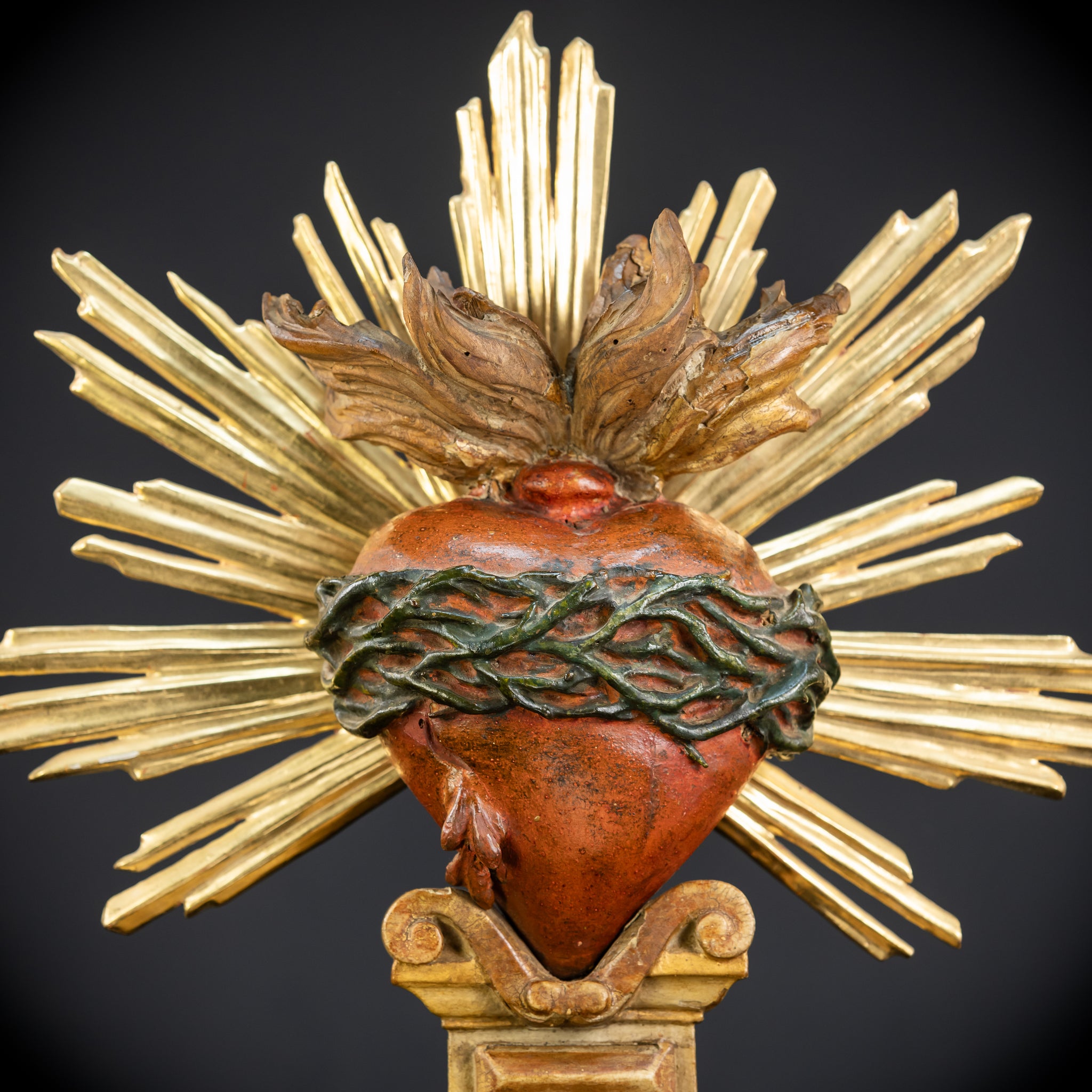 Sacred Heart of Jesus Wood Carving | 1700s Antique