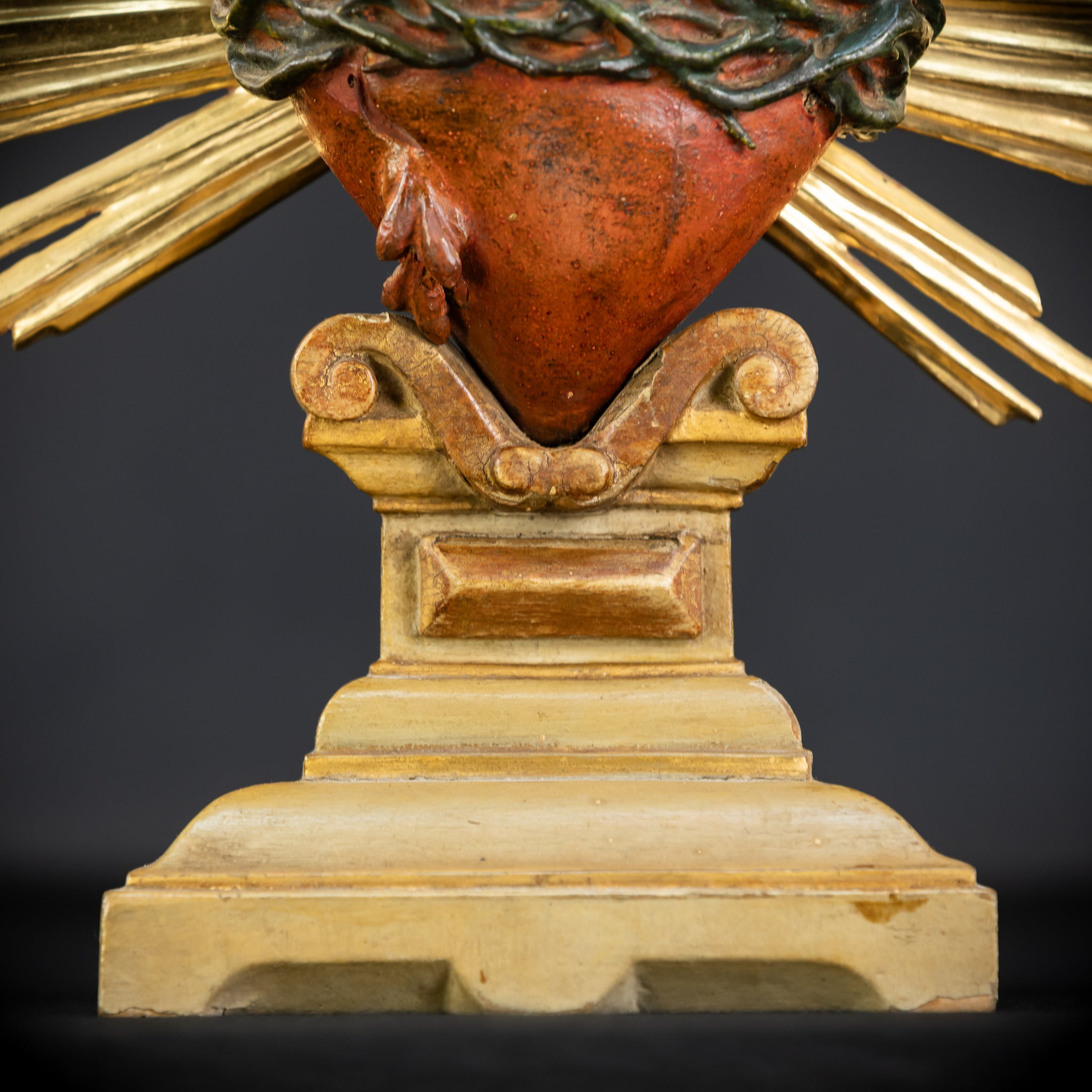 Sacred Heart of Jesus Wood Carving | 1700s Antique