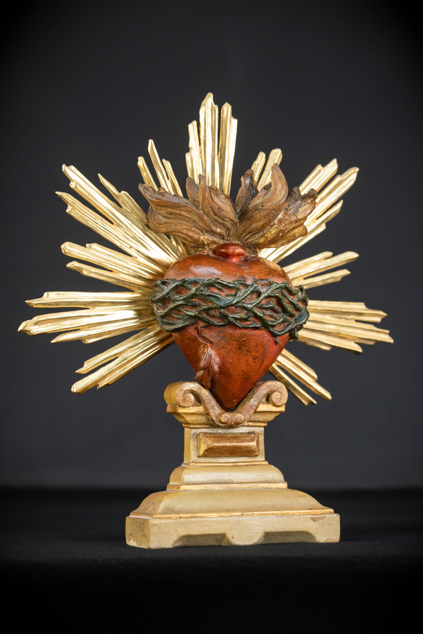 Sacred Heart of Jesus Wood Carving | 1700s Antique