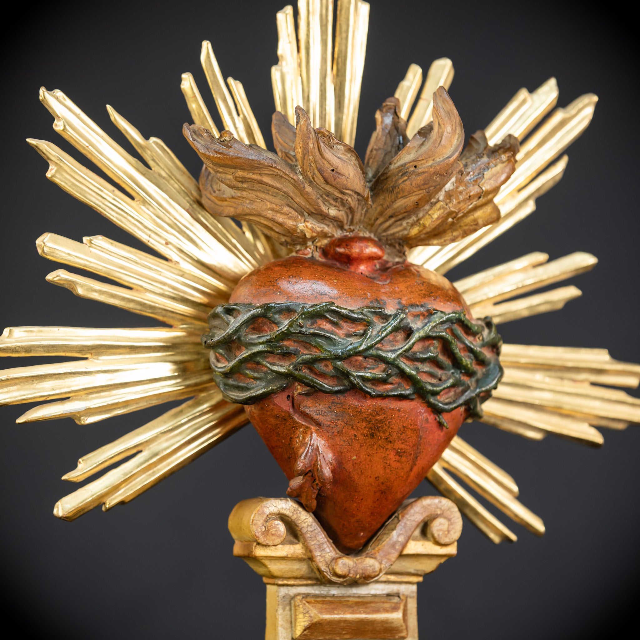 Sacred Heart of Jesus Wood Carving | 1700s Antique