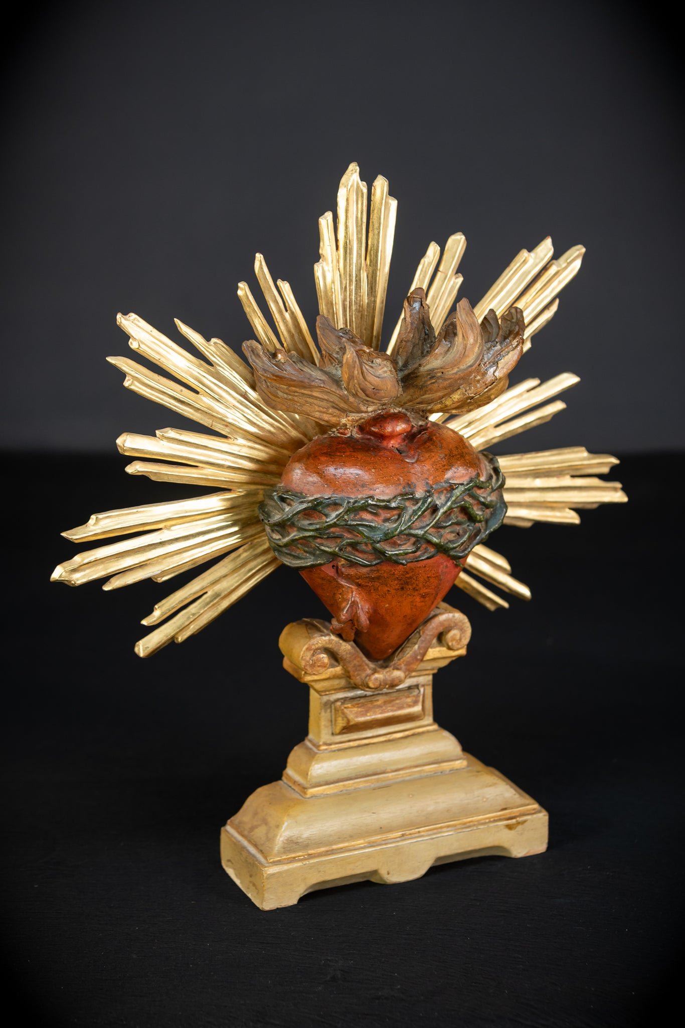 Sacred Heart of Jesus Wood Carving | 1700s Antique