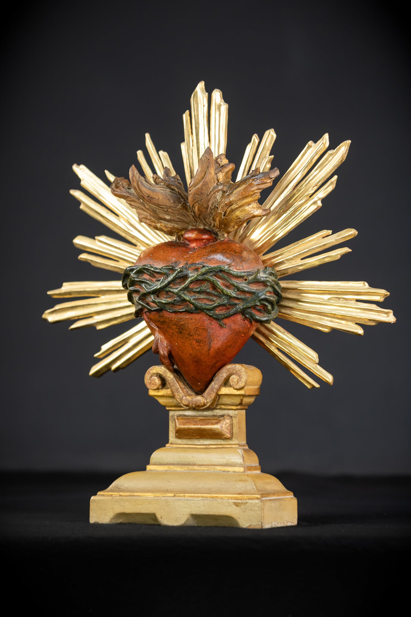 Sacred Heart of Jesus Wood Carving | 1700s Antique