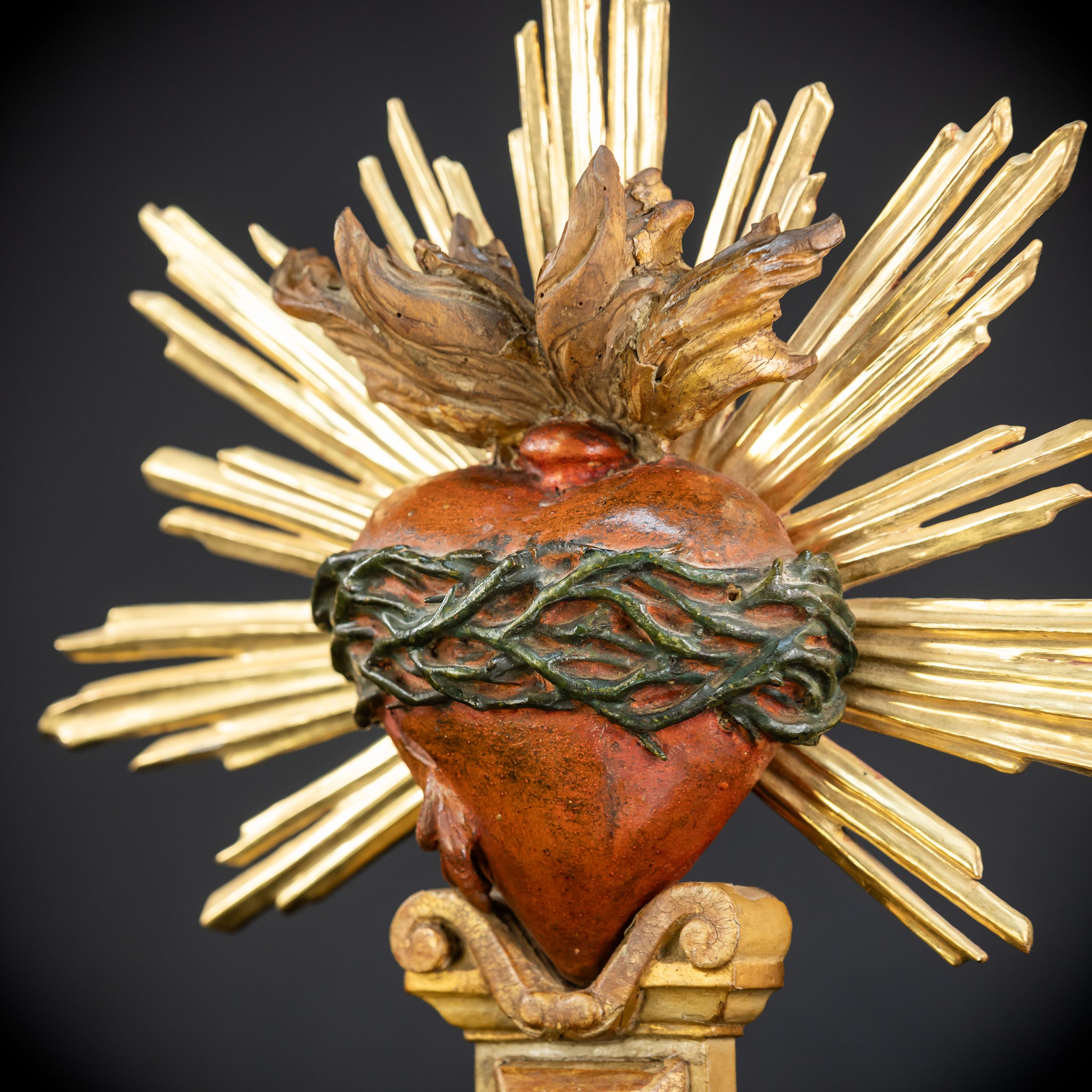 Sacred Heart of Jesus Wood Carving | 1700s Antique