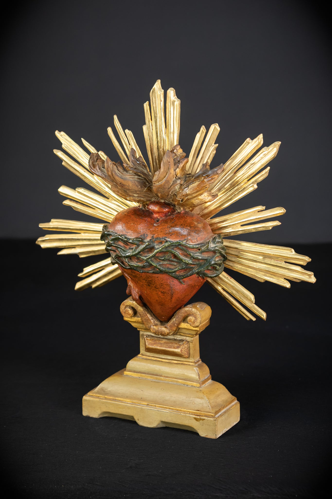 Sacred Heart of Jesus Wood Carving | 1700s Antique