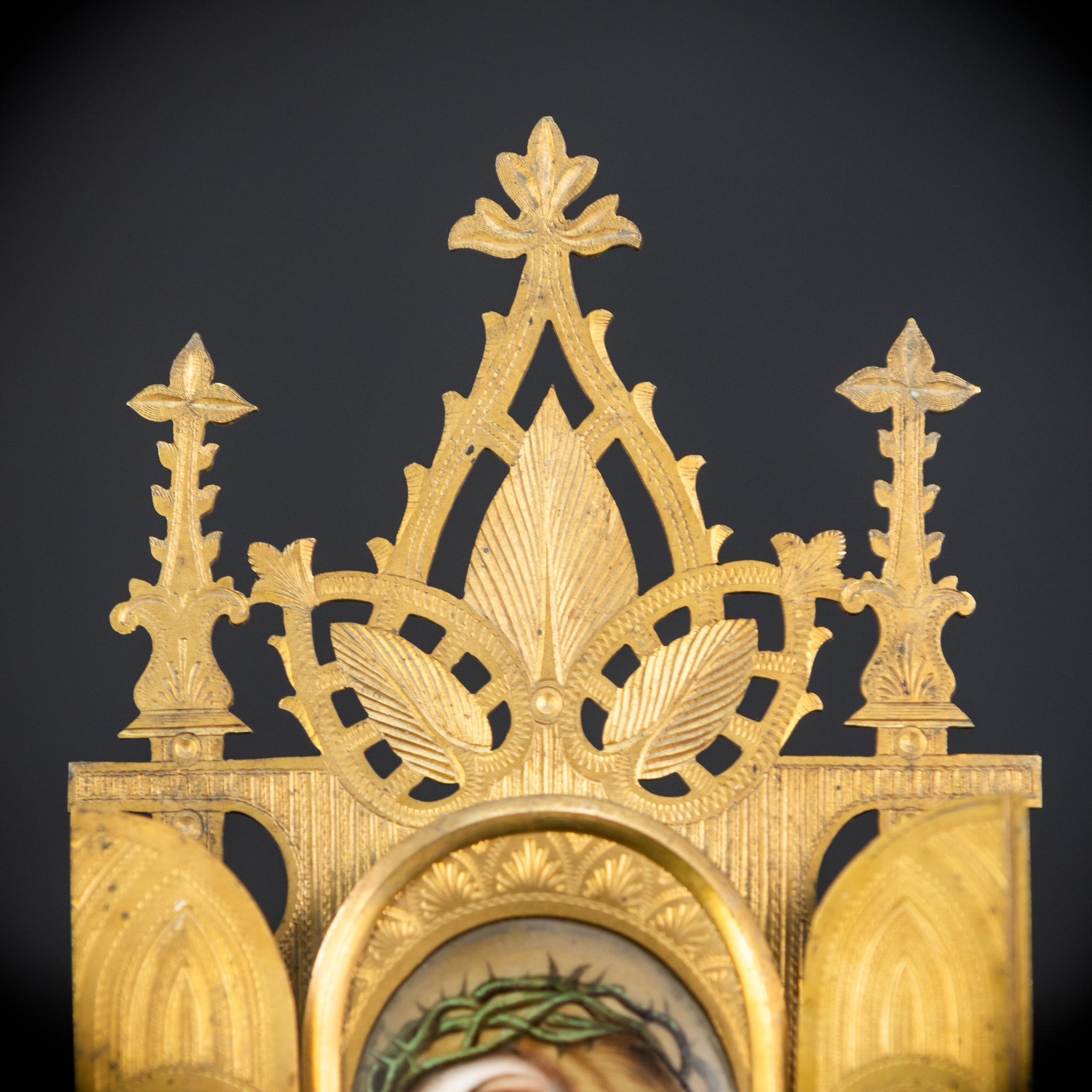 Ecce Homo Porcelain Painting in Brass Frame Icon | 9.4" / 24 cm