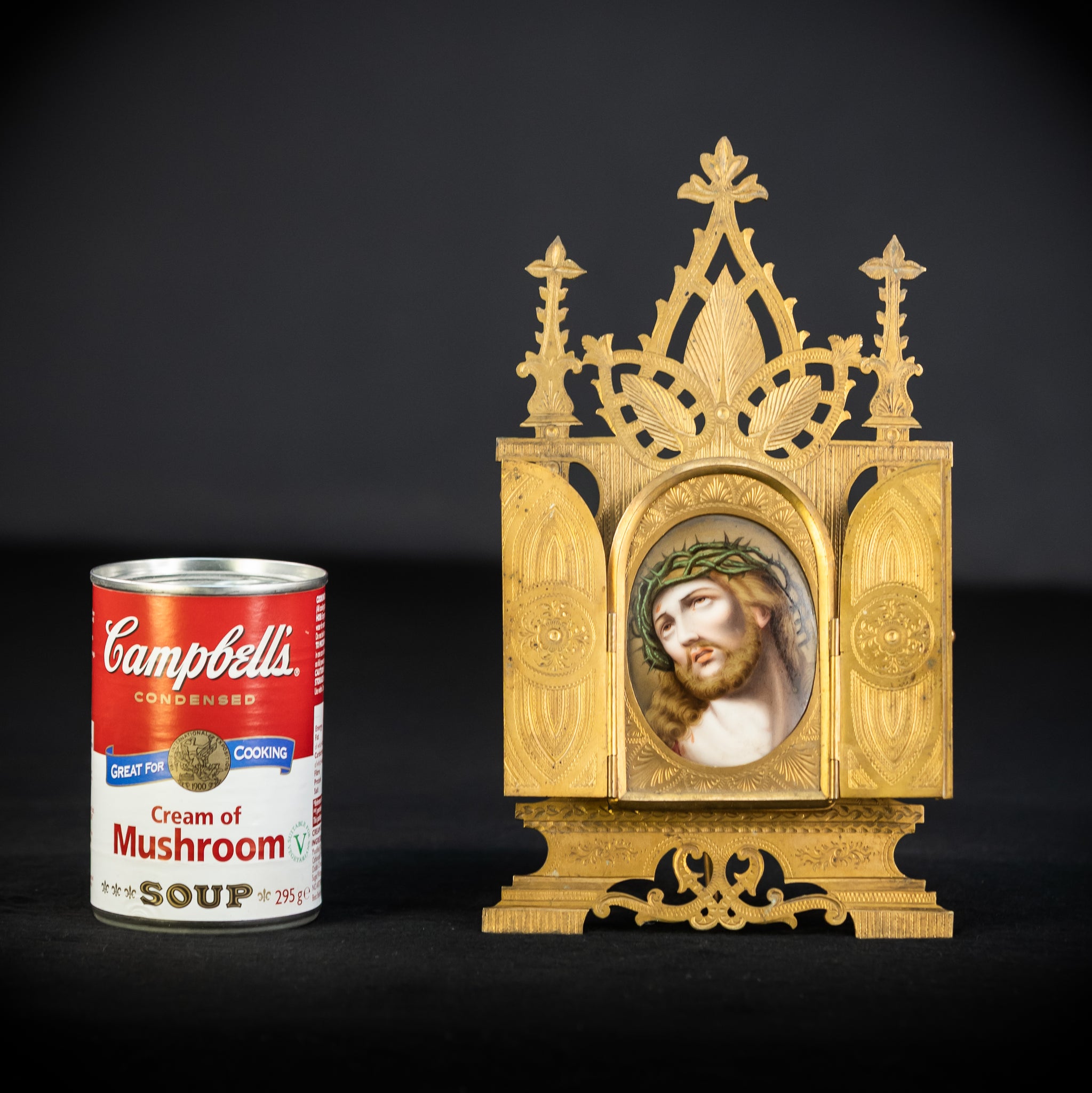 Ecce Homo Porcelain Painting in Brass Frame Icon | 9.4" / 24 cm