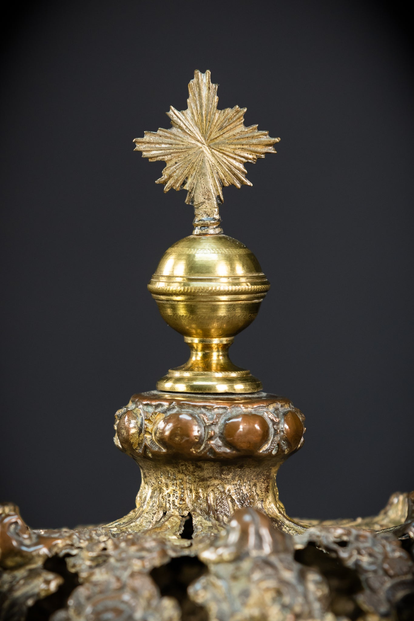 Head Crown Brass Madonna | Antique 1700s | 7.9”