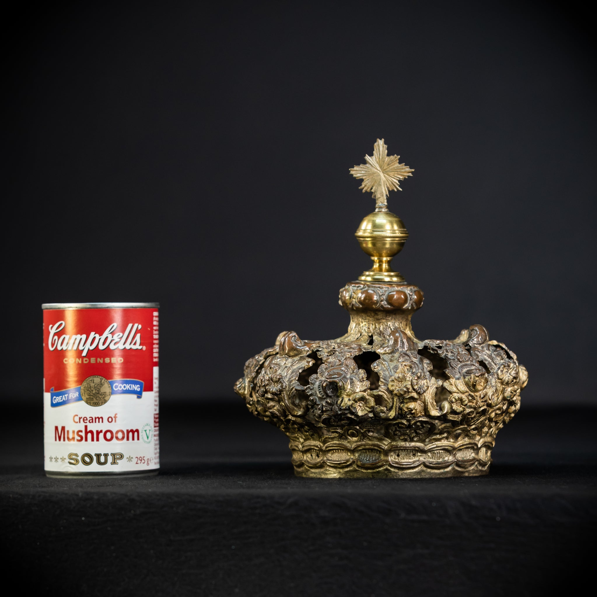 Head Crown Brass Madonna | Antique 1700s | 7.9”