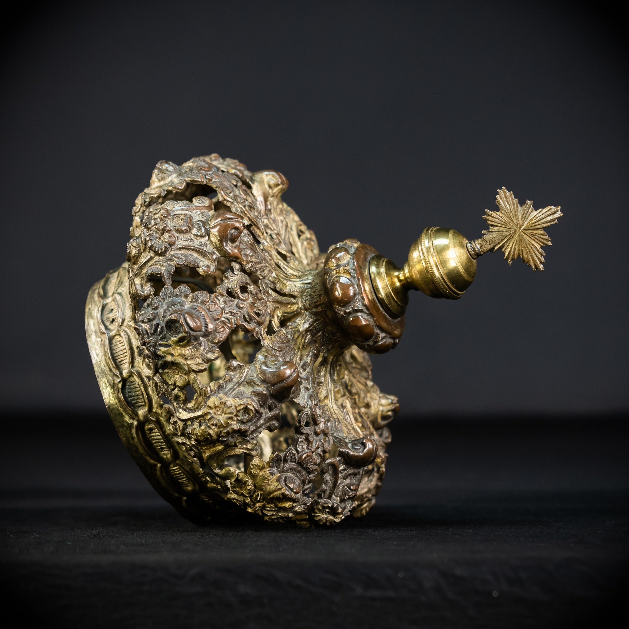 Head Crown Brass Madonna | Antique 1700s | 7.9”