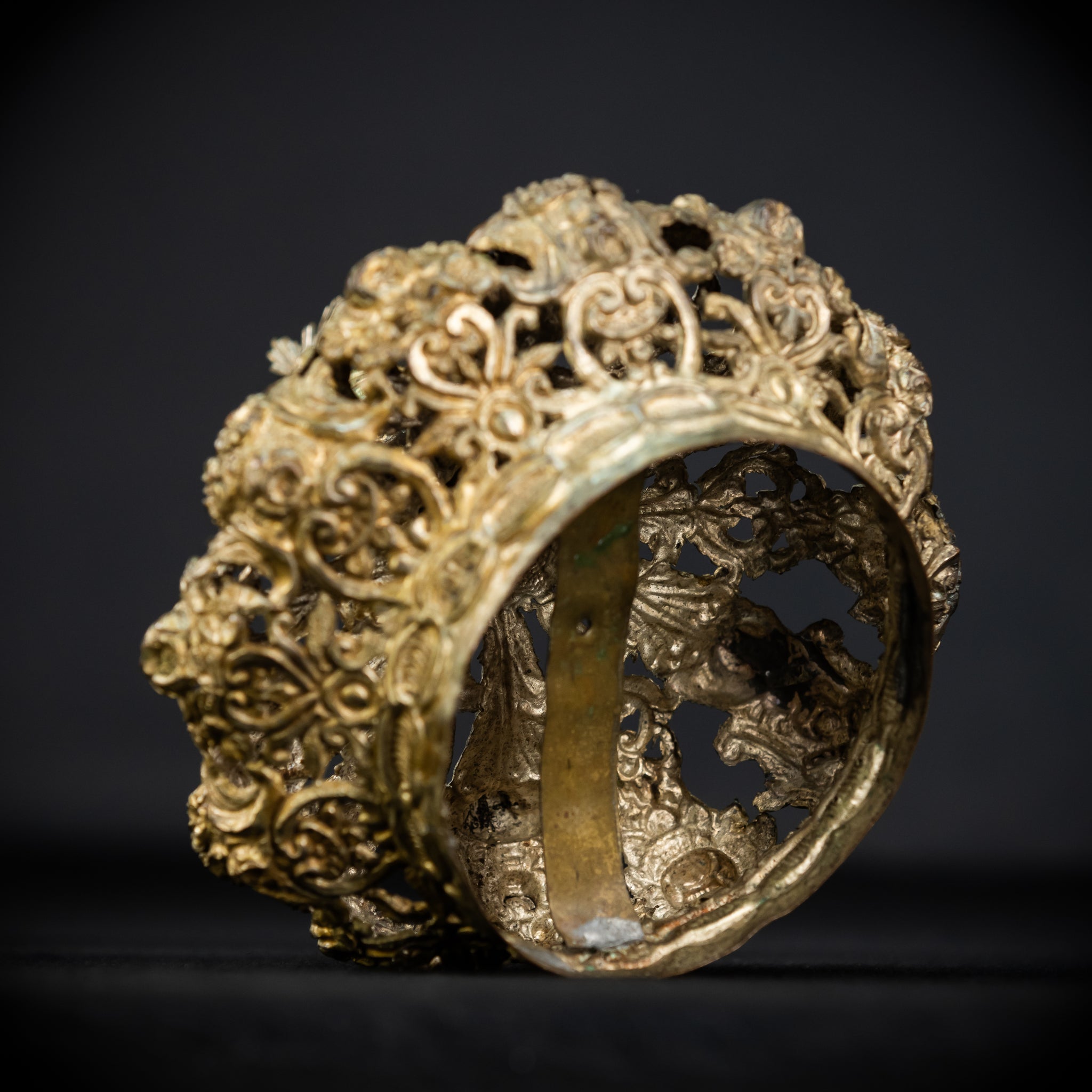 Head Crown Brass Madonna | Antique 1700s | 7.9”