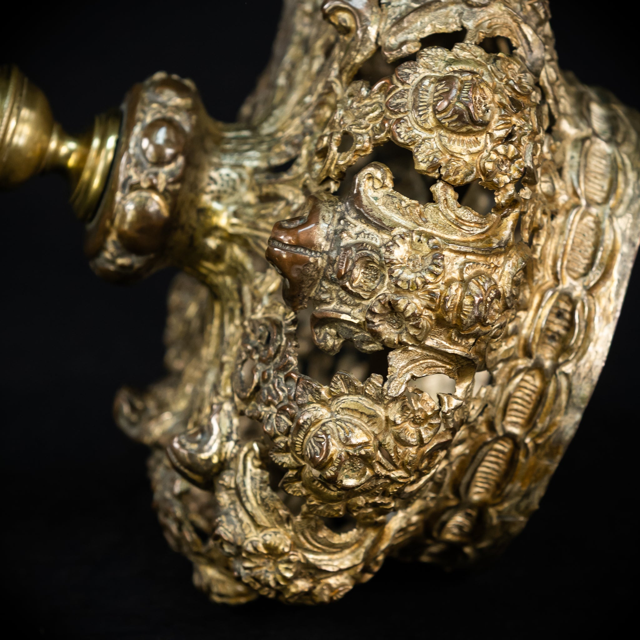 Head Crown Brass Madonna | Antique 1700s | 7.9”