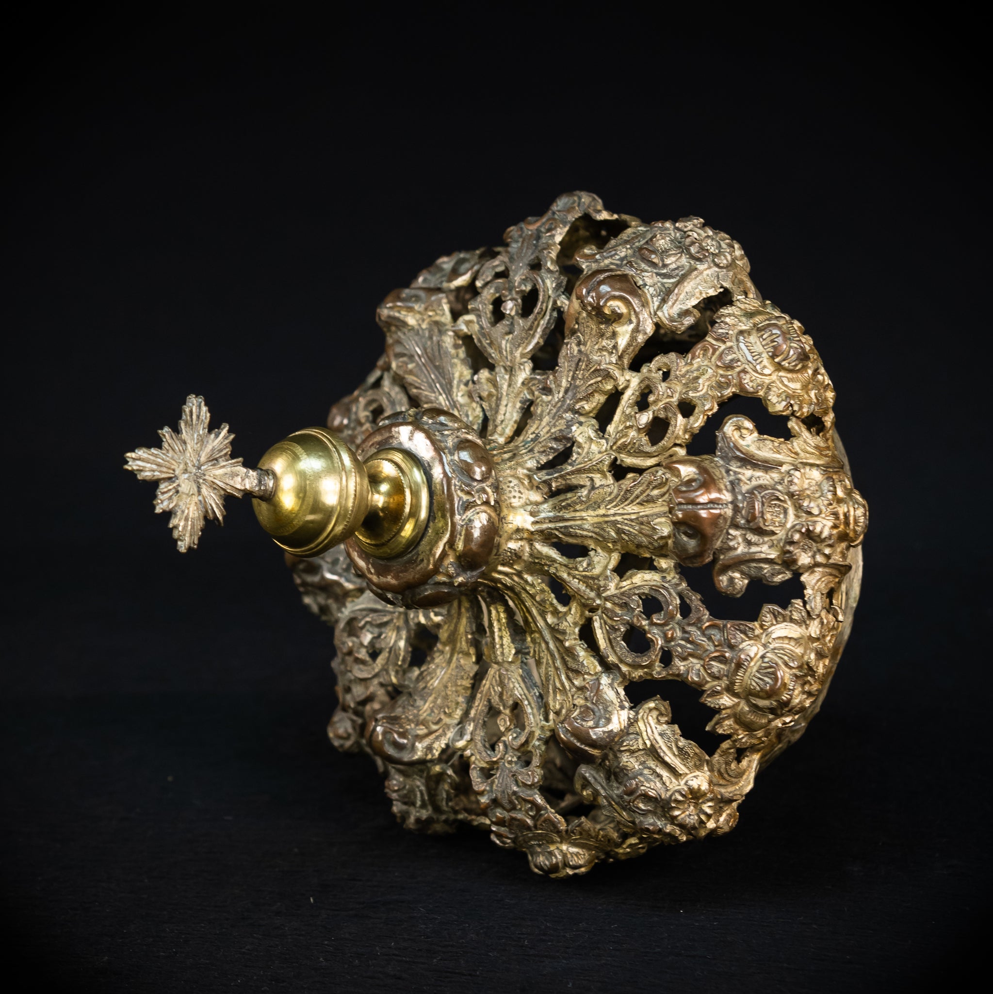 Head Crown Brass Madonna | Antique 1700s | 7.9”