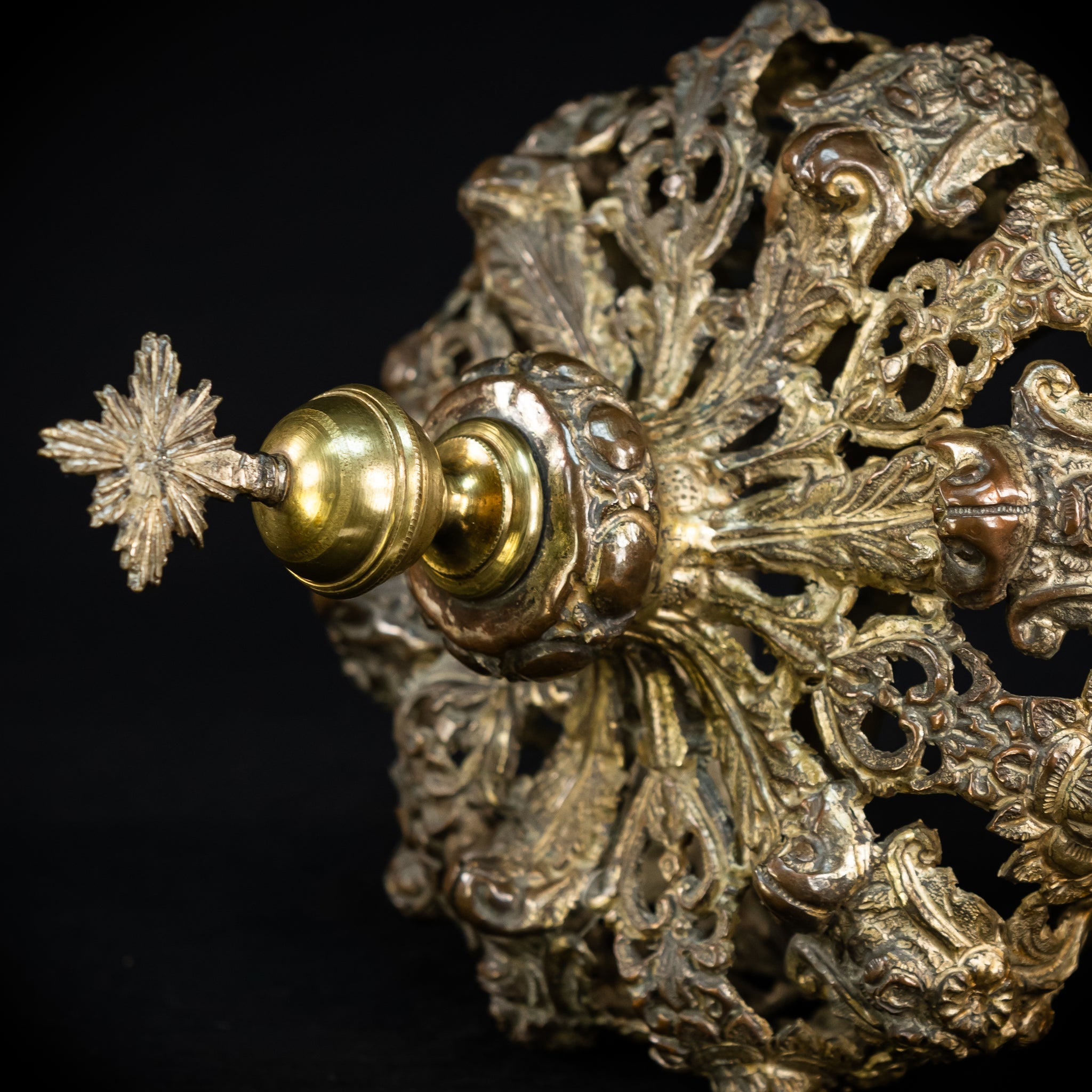 Head Crown Brass Madonna | Antique 1700s | 7.9”