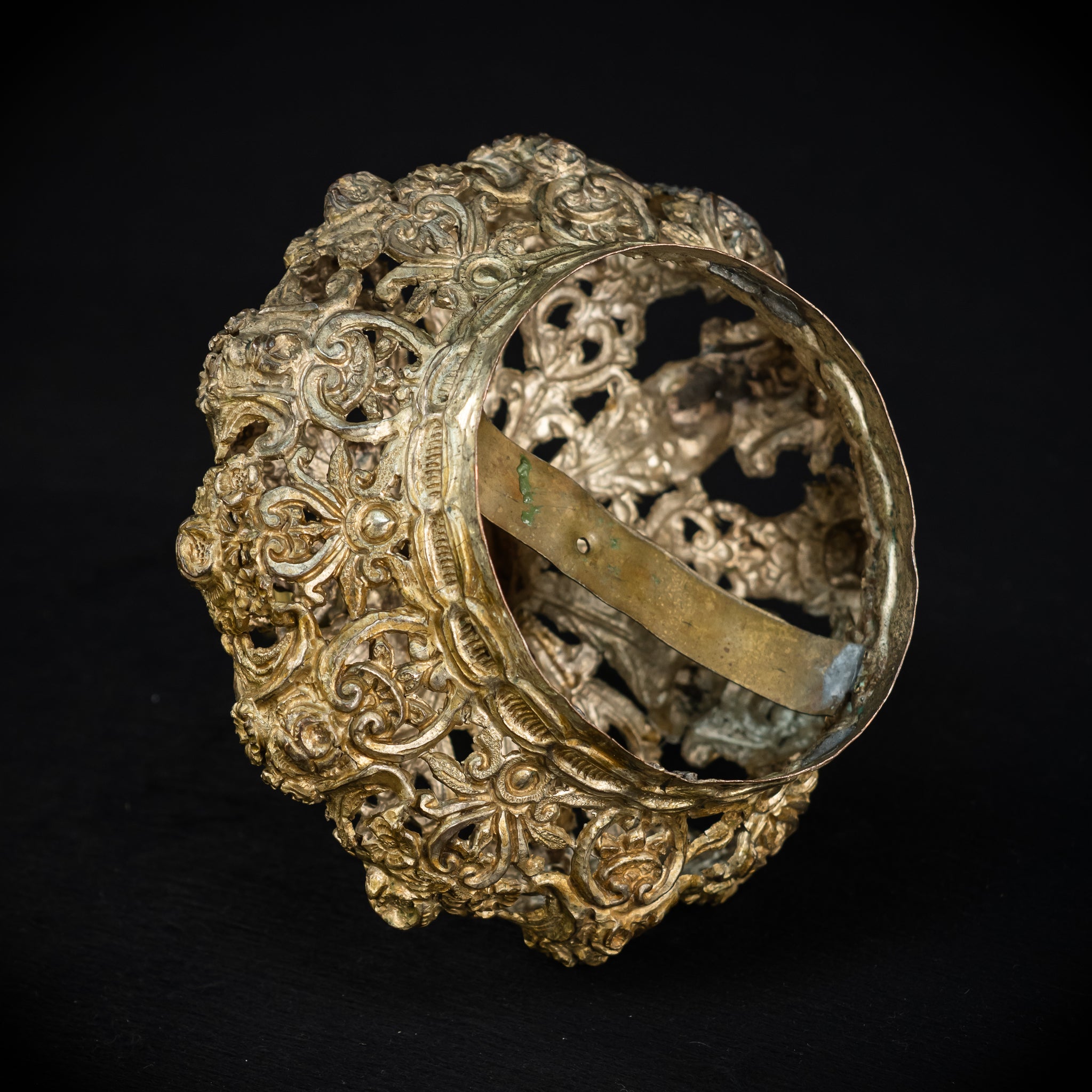 Head Crown Brass Madonna | Antique 1700s | 7.9”