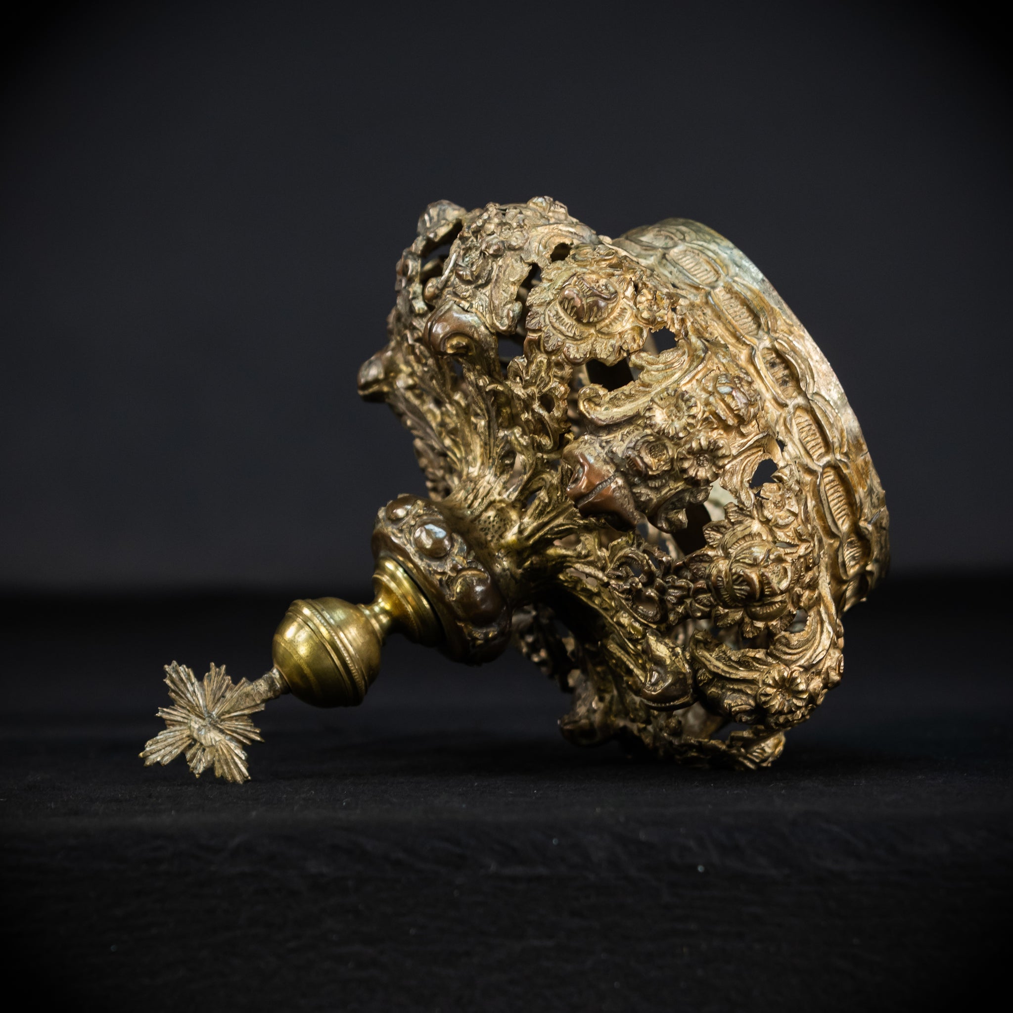 Head Crown Brass Madonna | Antique 1700s | 7.9”