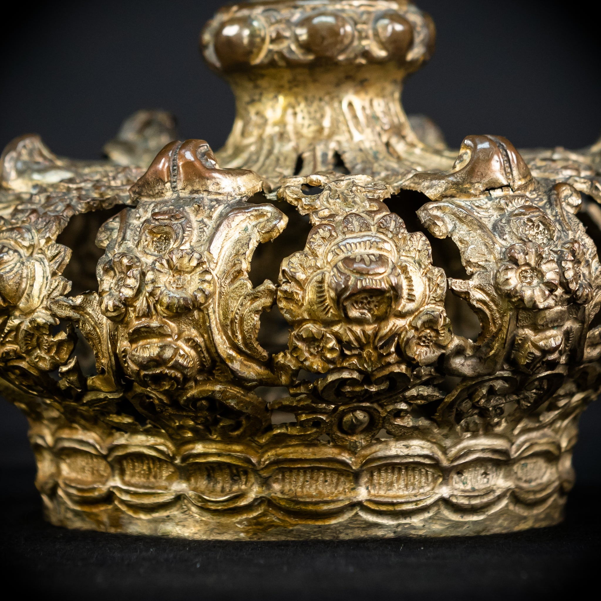 Head Crown Brass Madonna | Antique 1700s | 7.9”