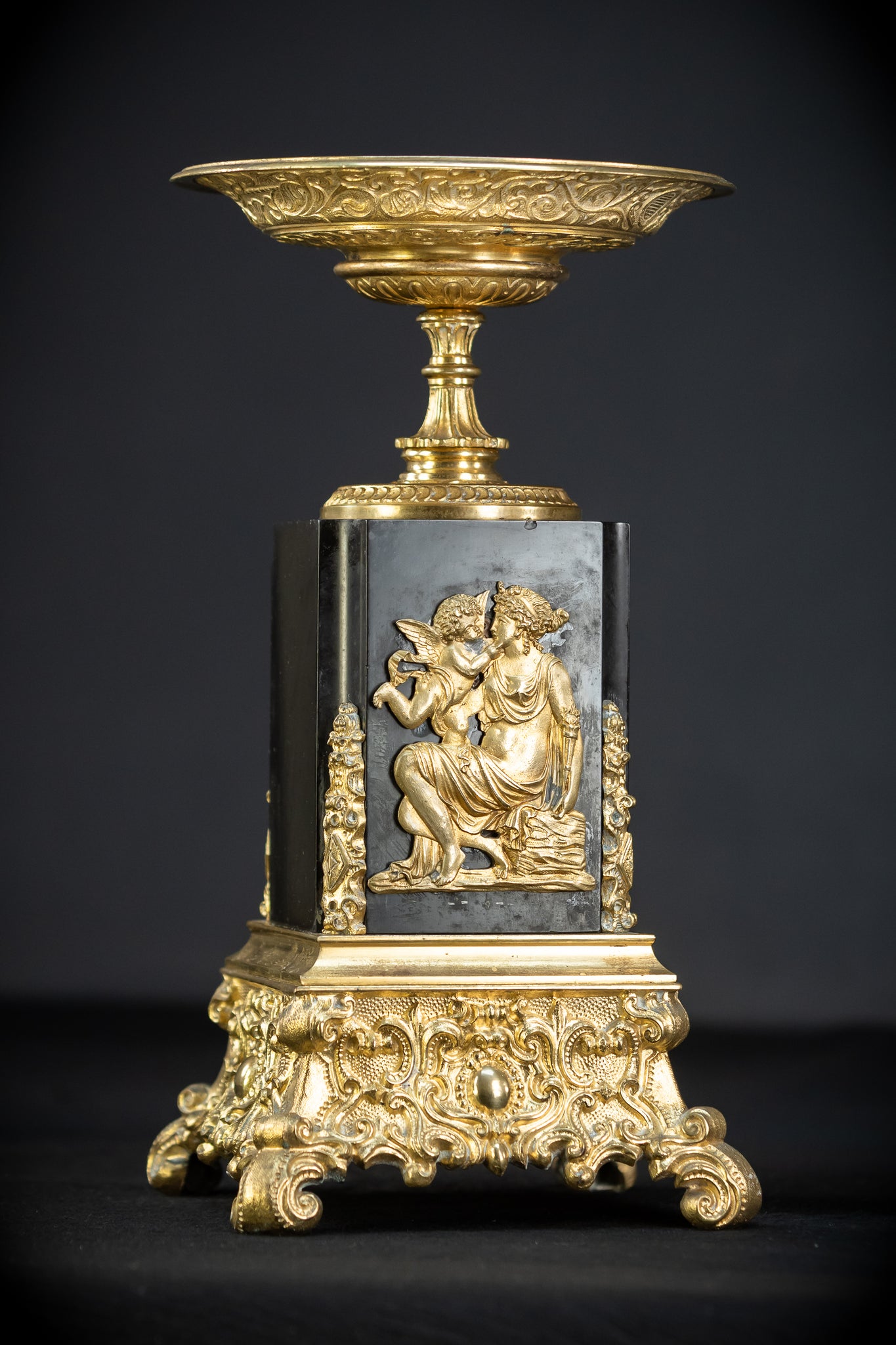 Pair of Urns Gilded Bronze & Marble | 1700s | 11.8”