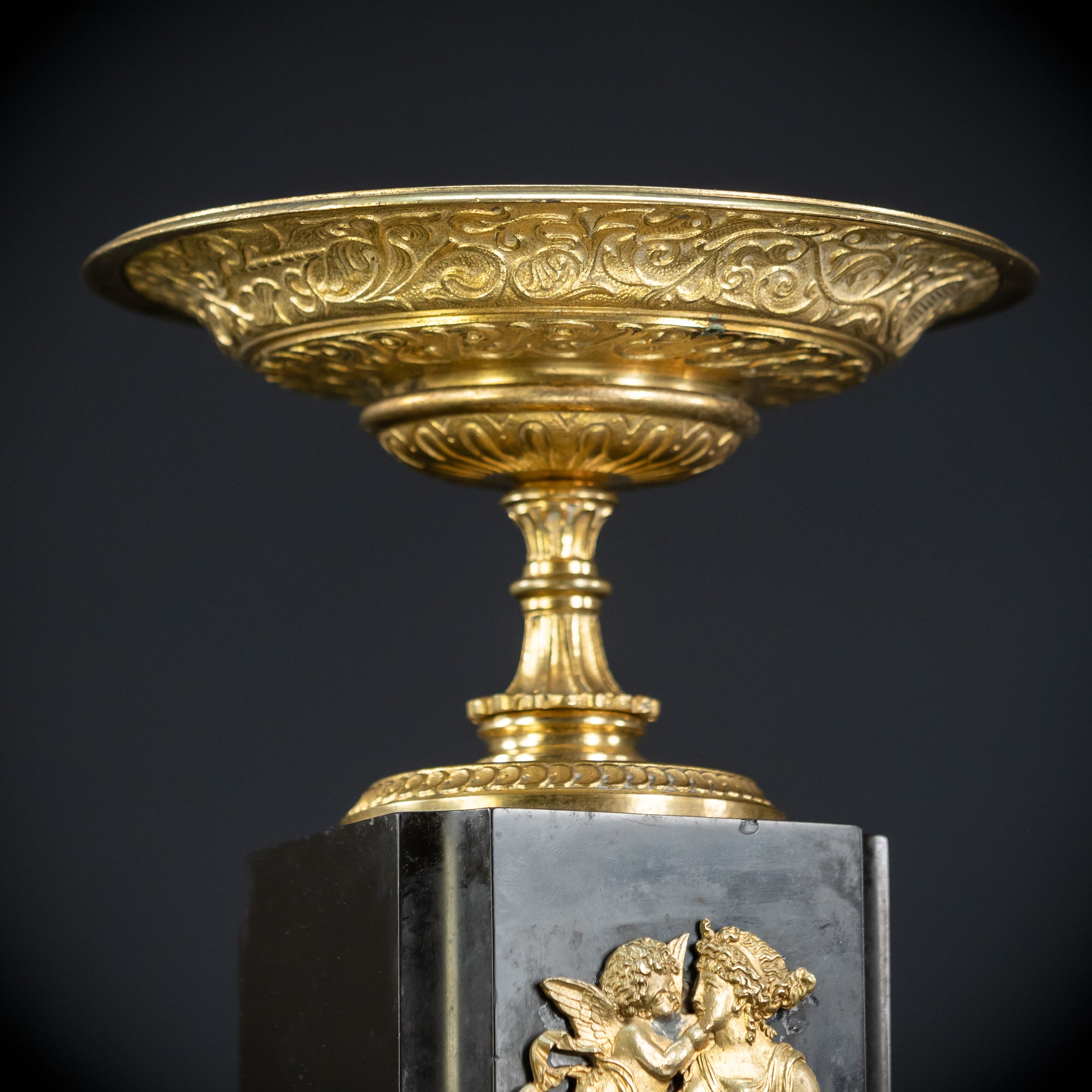 Pair of Urns Gilded Bronze & Marble | 1700s | 11.8”