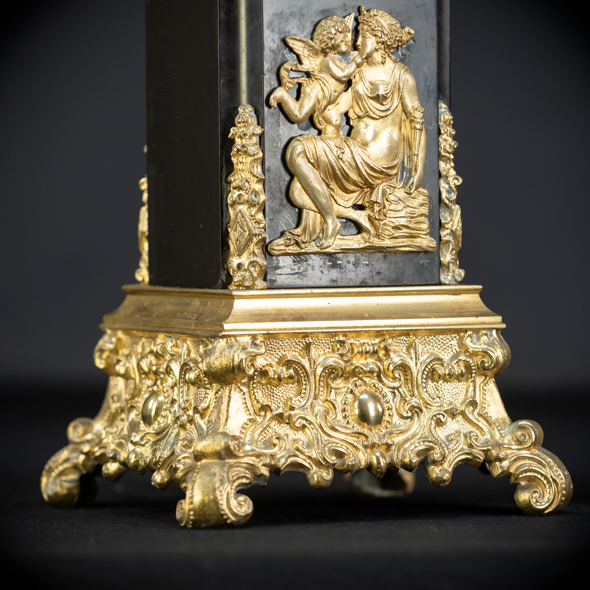 Pair of Urns Gilded Bronze & Marble | 1700s | 11.8”