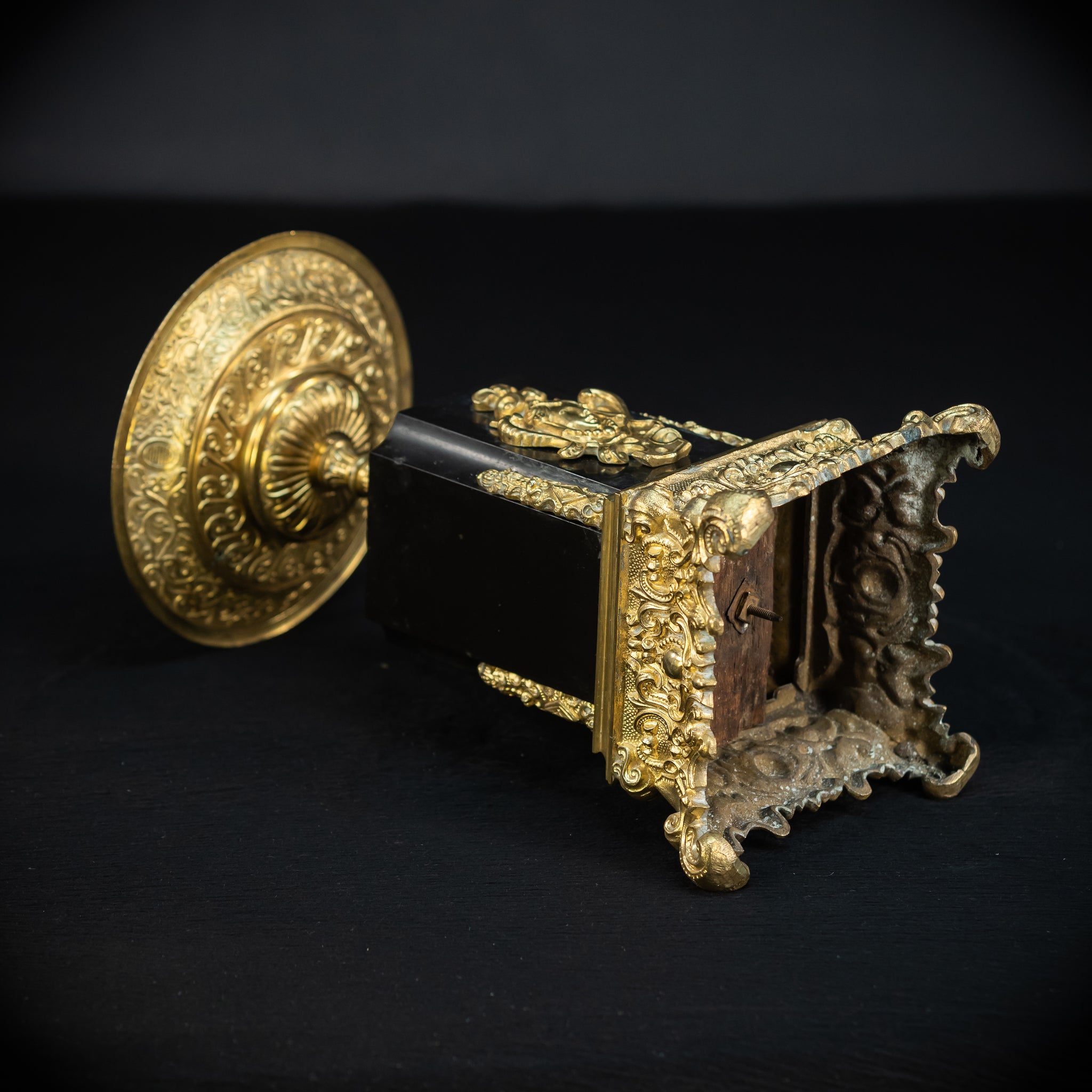 Pair of Urns Gilded Bronze & Marble | 1700s | 11.8”