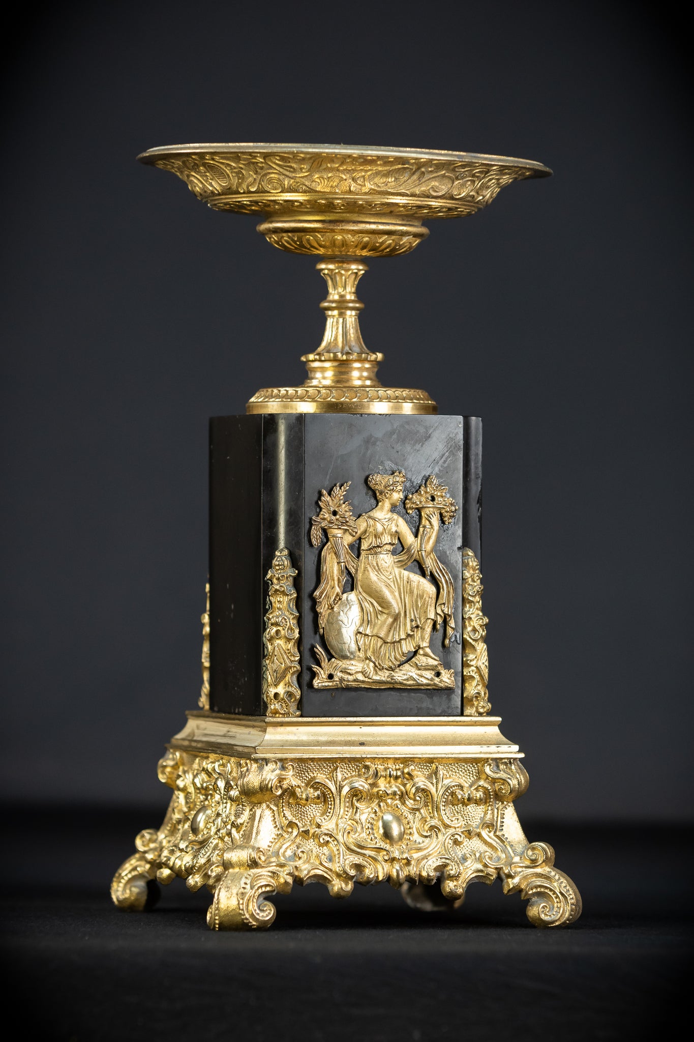 Pair of Urns Gilded Bronze & Marble | 1700s | 11.8”