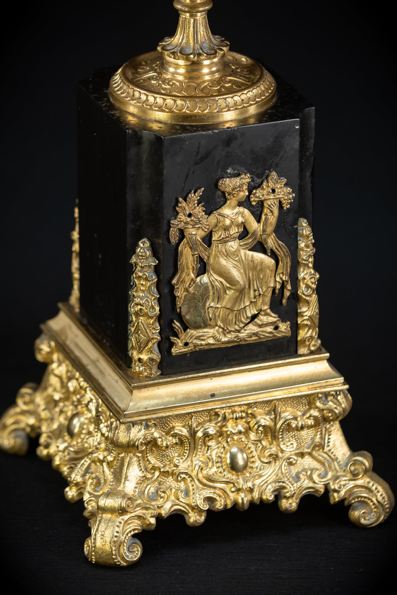 Pair of Urns Gilded Bronze & Marble | 1700s | 11.8”