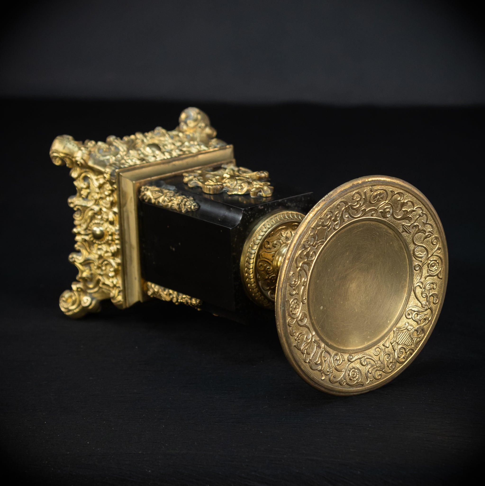 Pair of Urns Gilded Bronze & Marble | 1700s | 11.8”